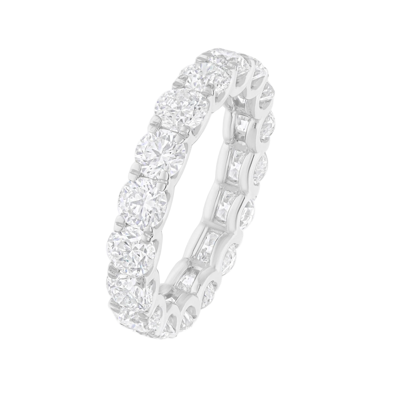 18k Solid White Gold Round Brilliant Full Eternity Diamond Band 4.55 CTW