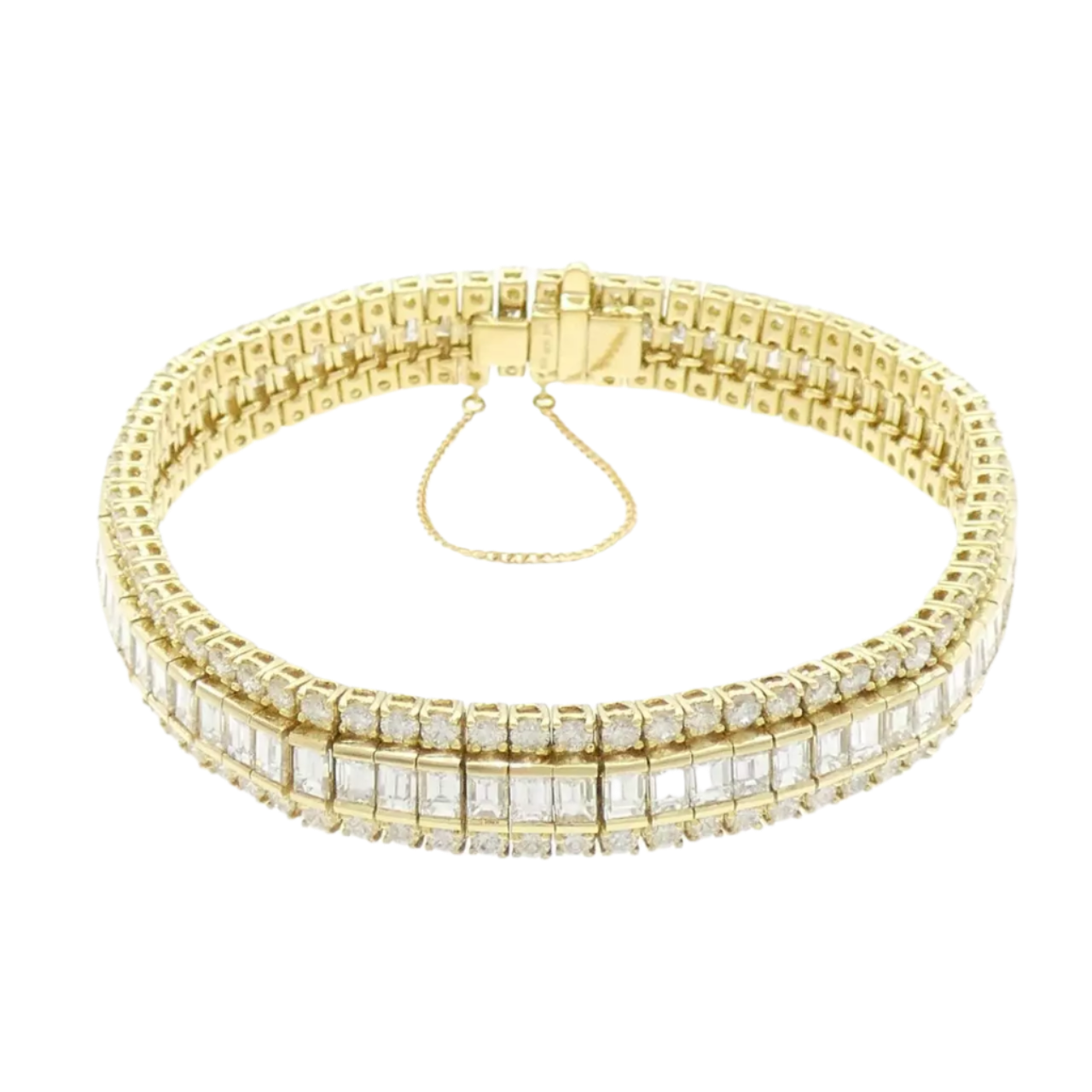 18k Solid Yellow Gold Chunky Diamond Statement Bracelet 15,00 CTW