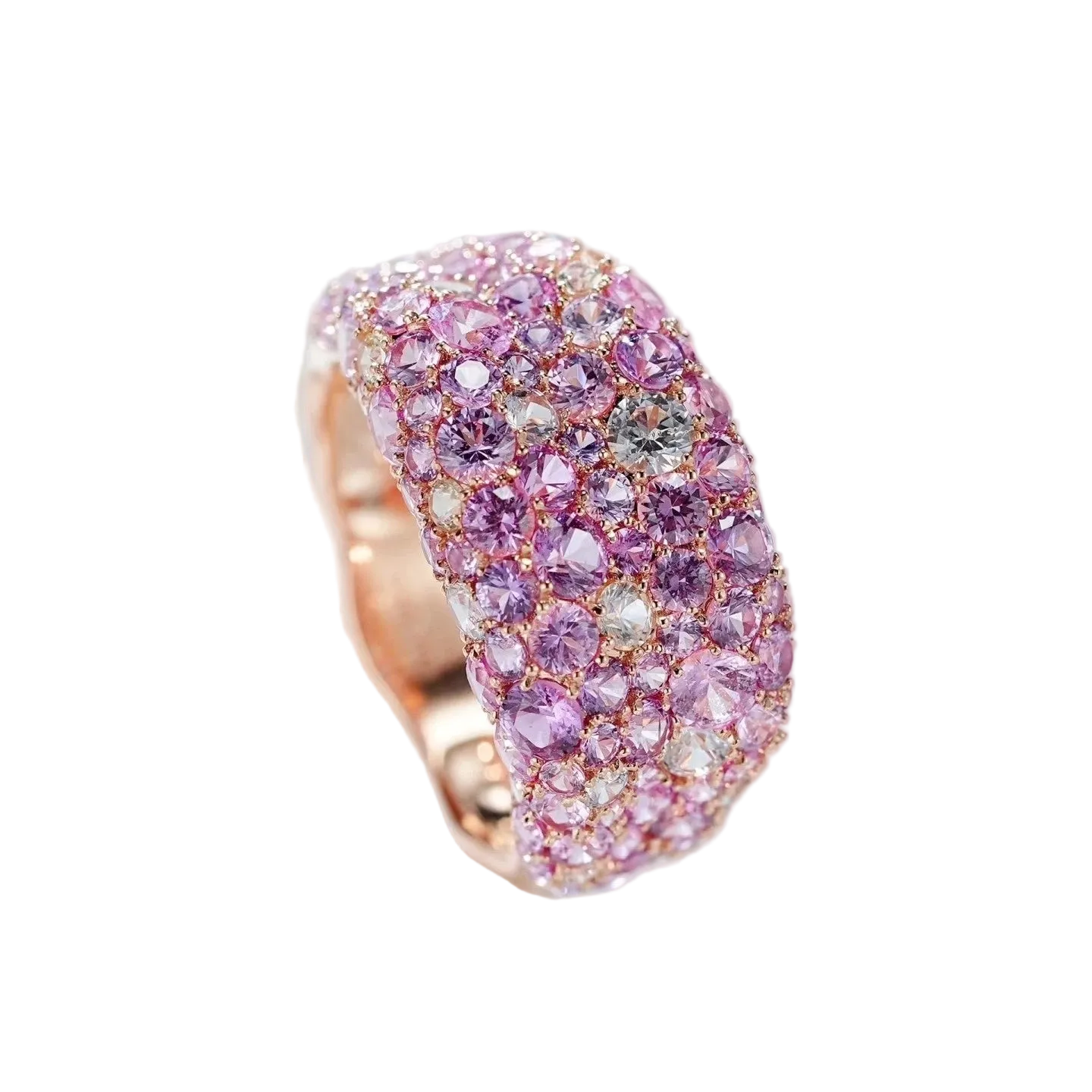 18k Rose Gold Pastel Pink Sapphire Cocktail Ring 5.97 CTW