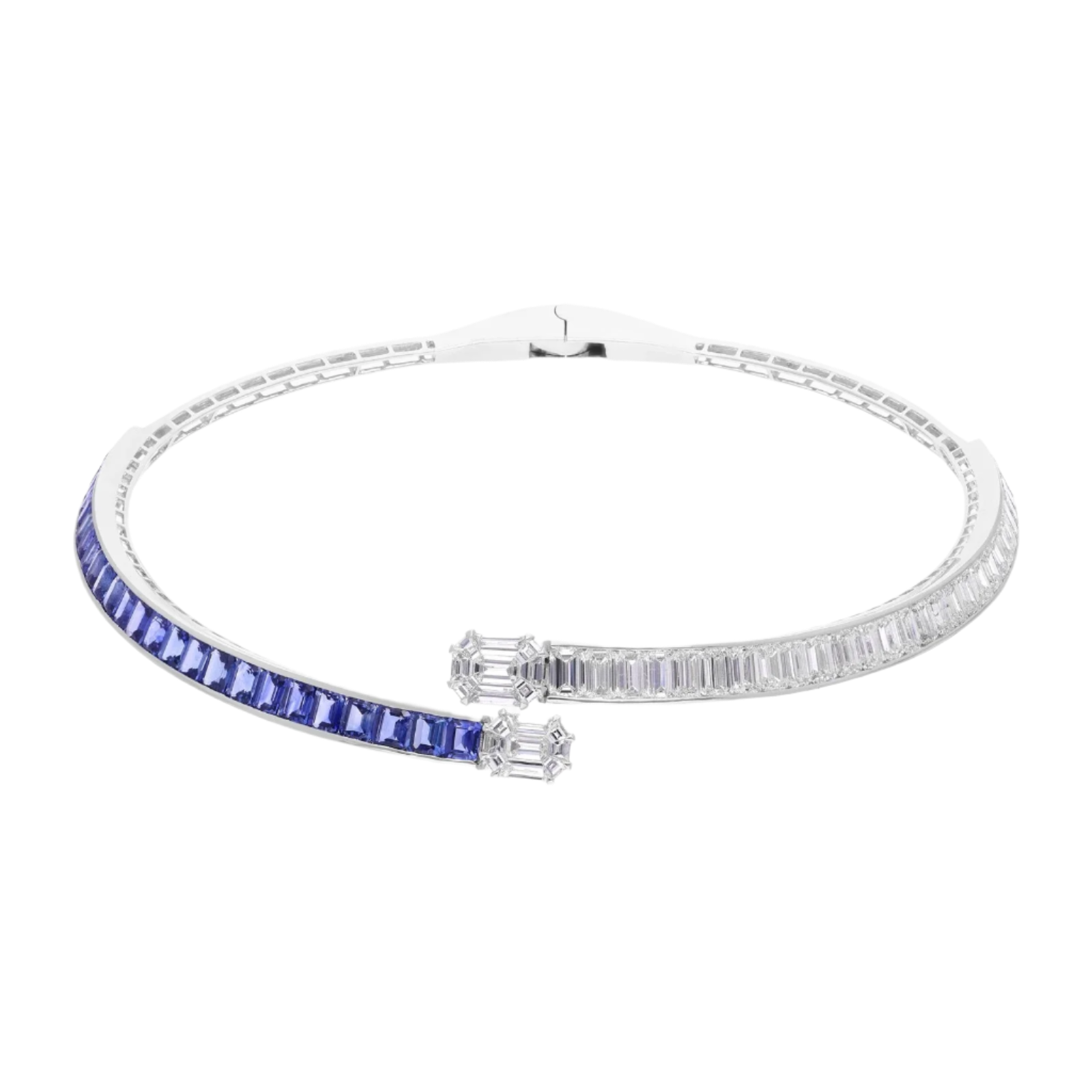 18k Solid White Gold Exquisite Royal Blue Sapphire and Diamond 36.80 CTW