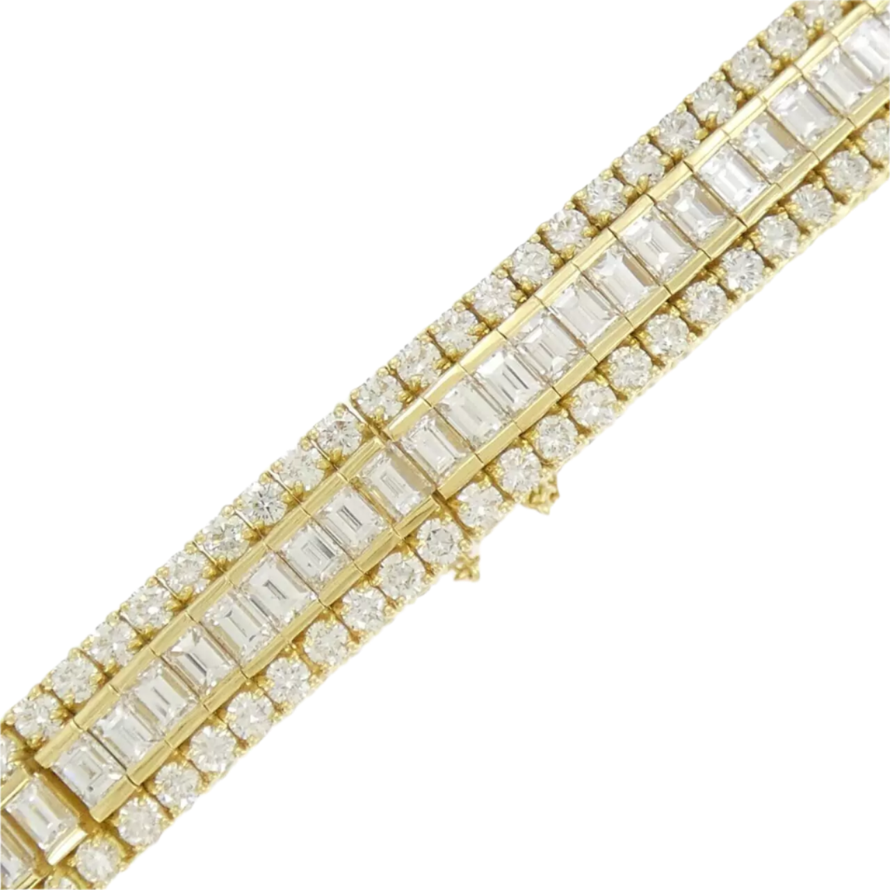 18k Solid Yellow Gold Chunky Diamond Statement Bracelet 15,00 CTW