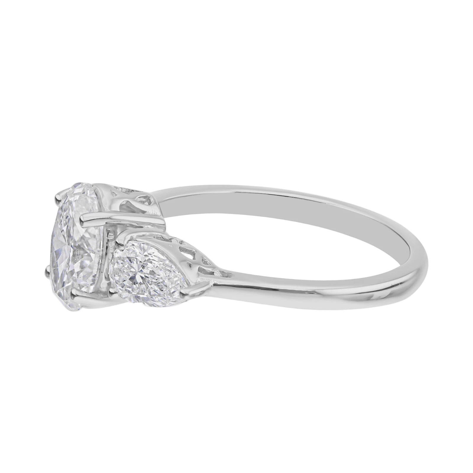 18k Solid White Gold Diamond Trilogy Estate Ring 3.44 CTW