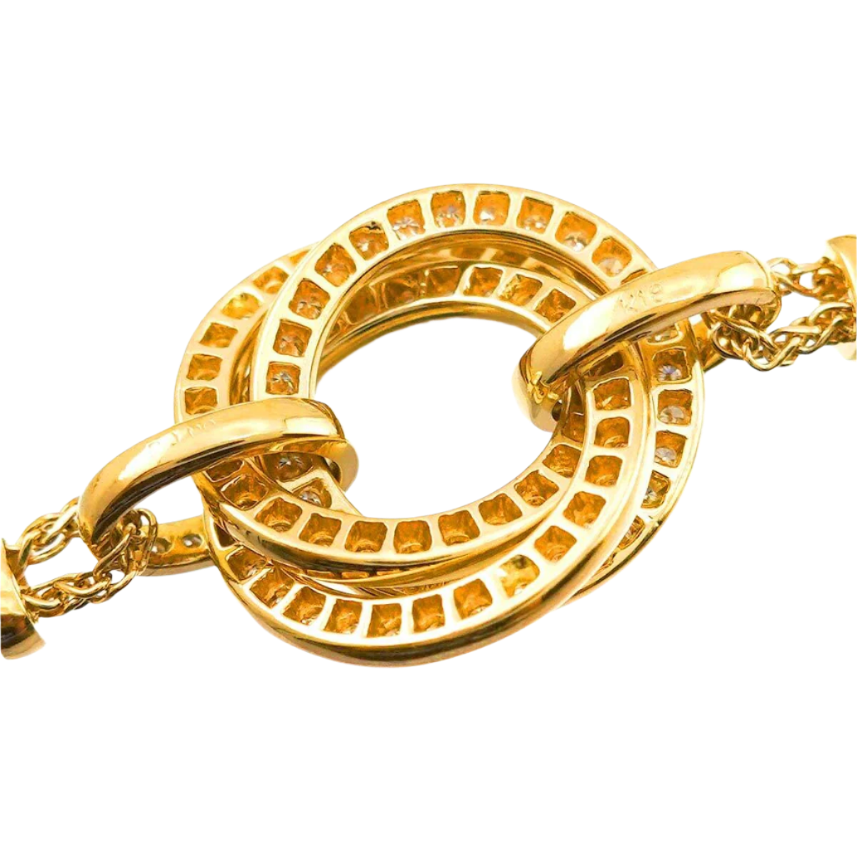 18k Yellow Gold Circle Motif Trinity Diamond Bracelet 1.10 CTW