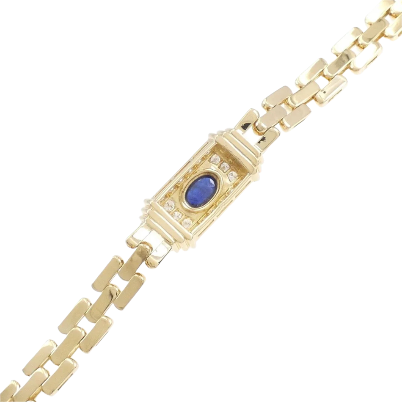 18k Solid Yellow Gold Vintage Cartier Sapphire and Diamond Bracelet