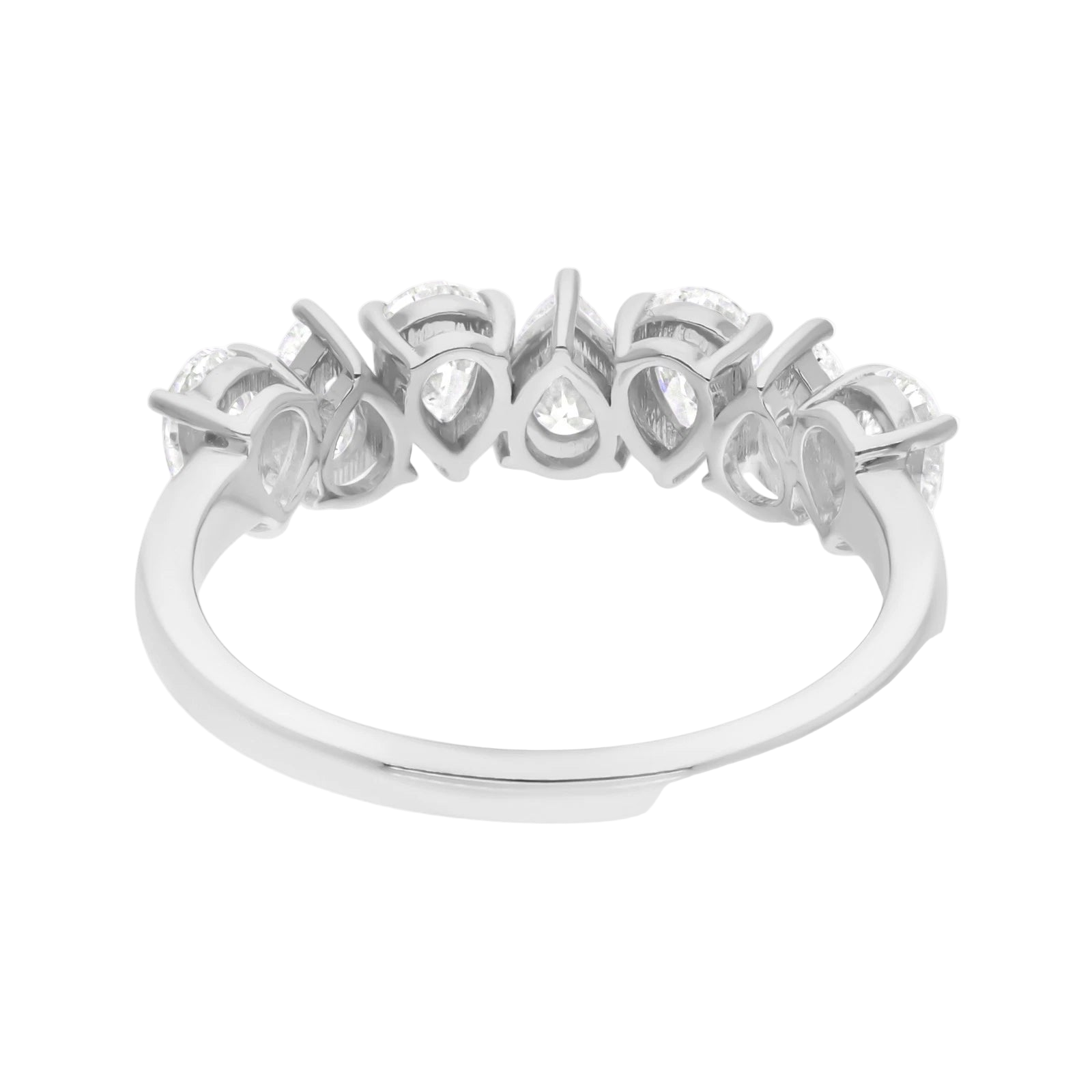 18k Solid White Gold Pear-Shaped Diamond Cocktail Ring 1.98 CTW