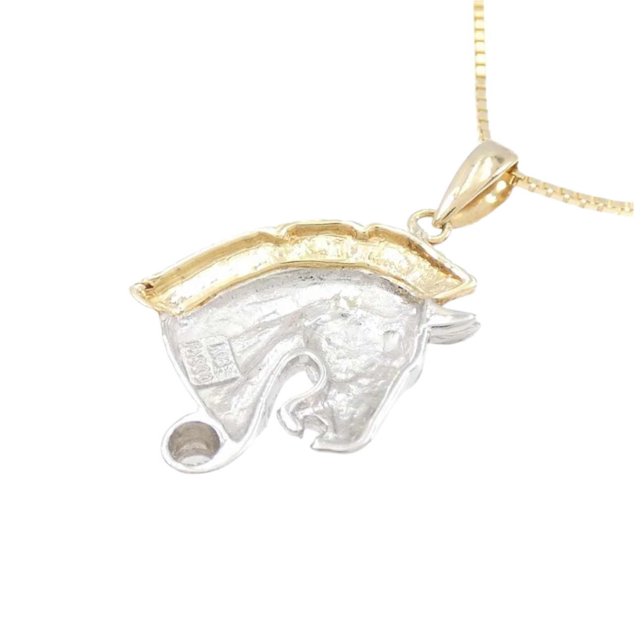 18k Solid Yellow Gold PT900 Horse Diamond Necklace