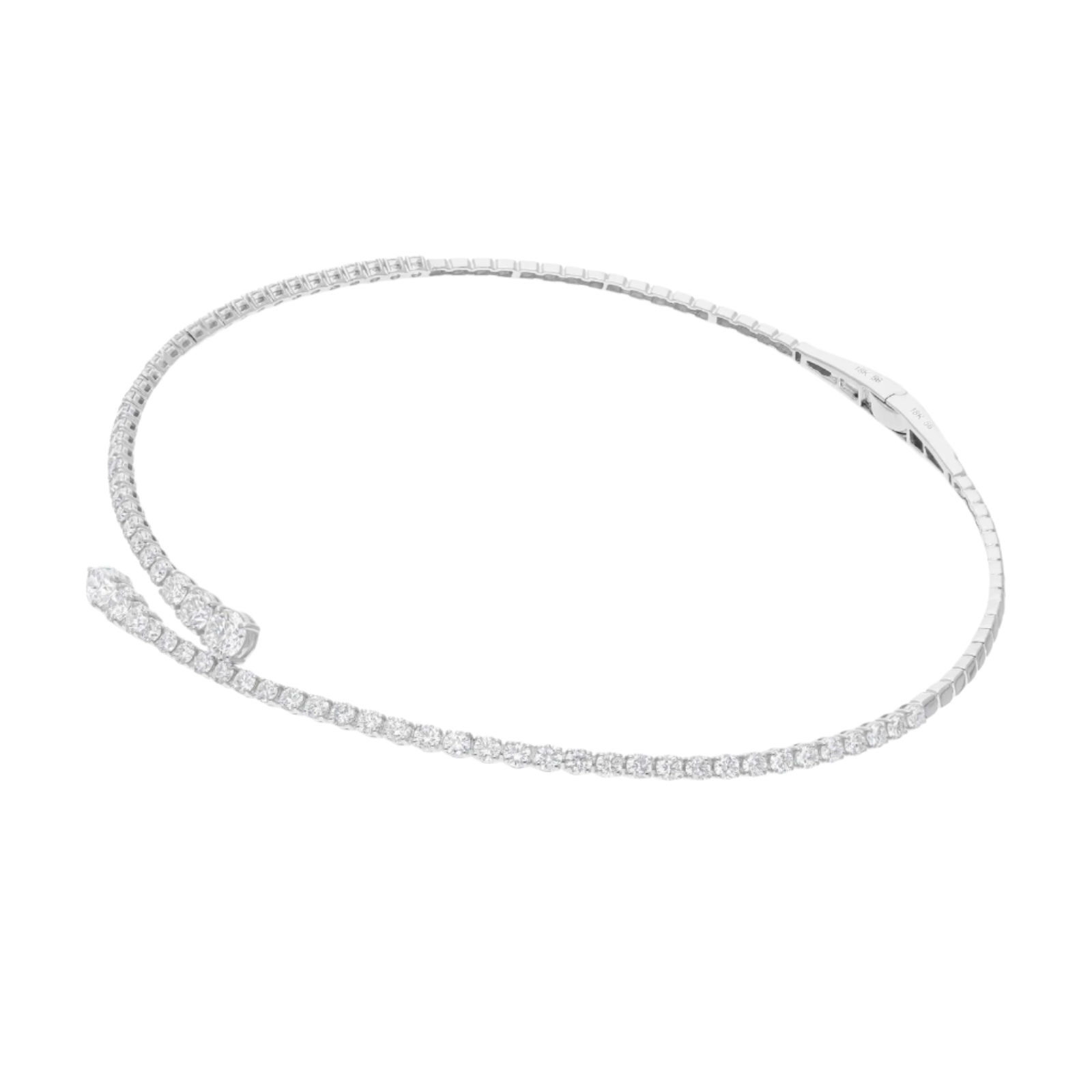 18k Solid White Gold Statement Diamond Choker 6.87 CTW