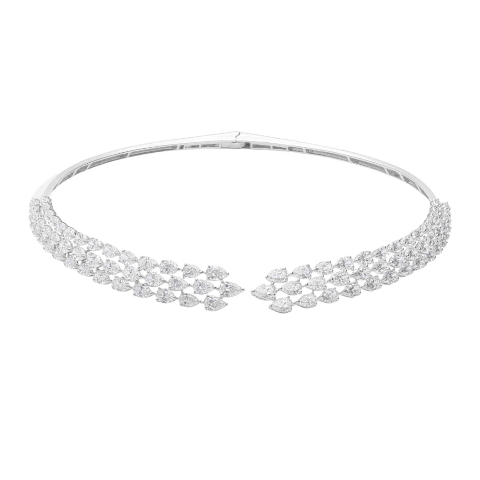 18k Solid White Gold Diamond Decorated Statement Necklace 12.55 CTW