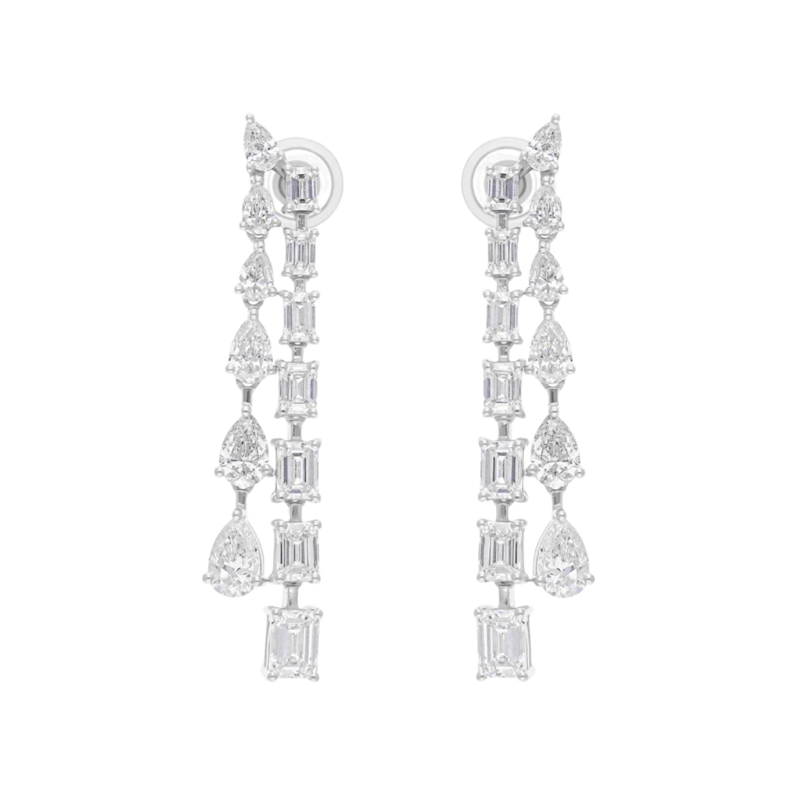 18k Solid White Gold Diamond Decorated Stud Earrings 4.80 CTW