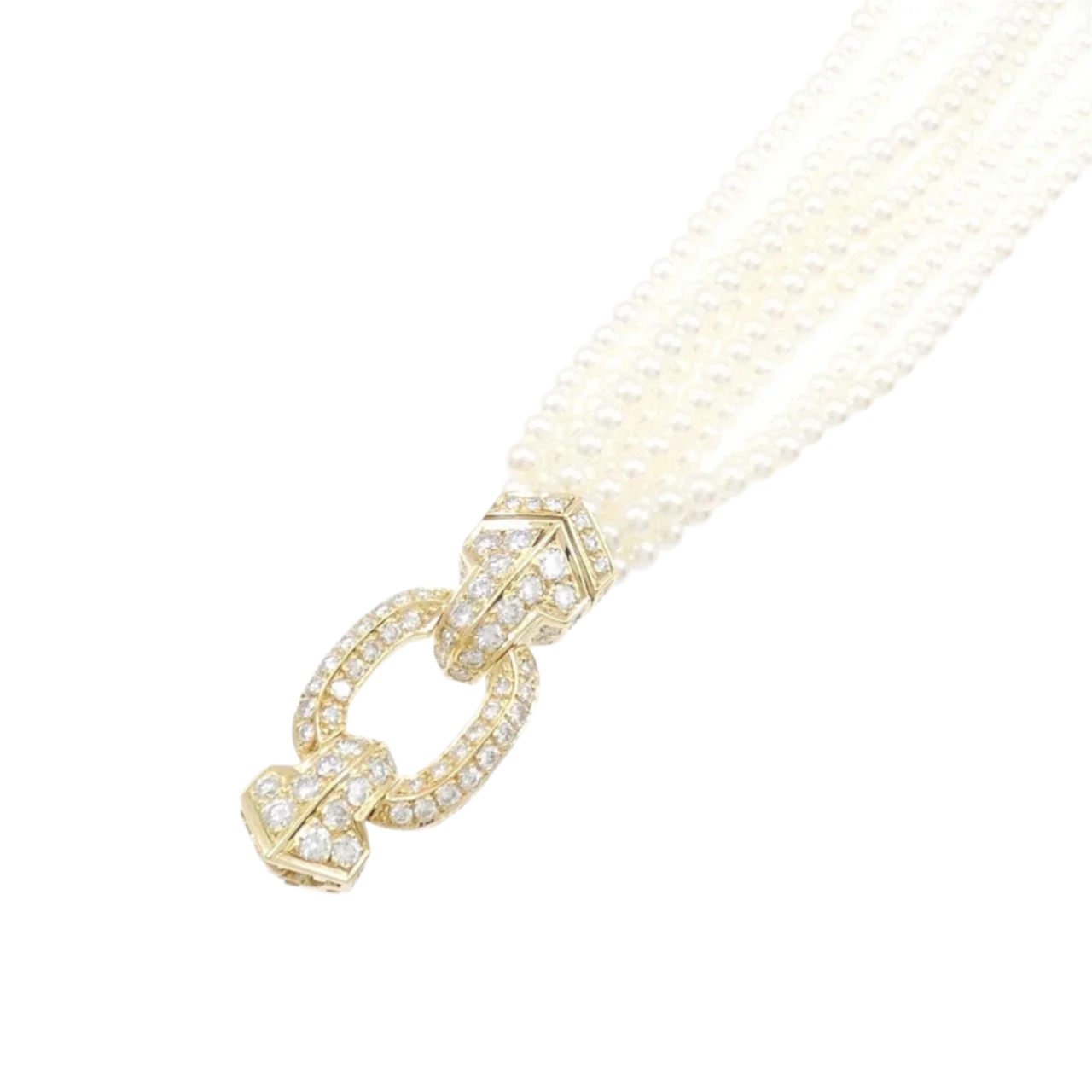 Cartier Akoya Pearl Bracelet in 18k Yellow Gold with Diamonds
