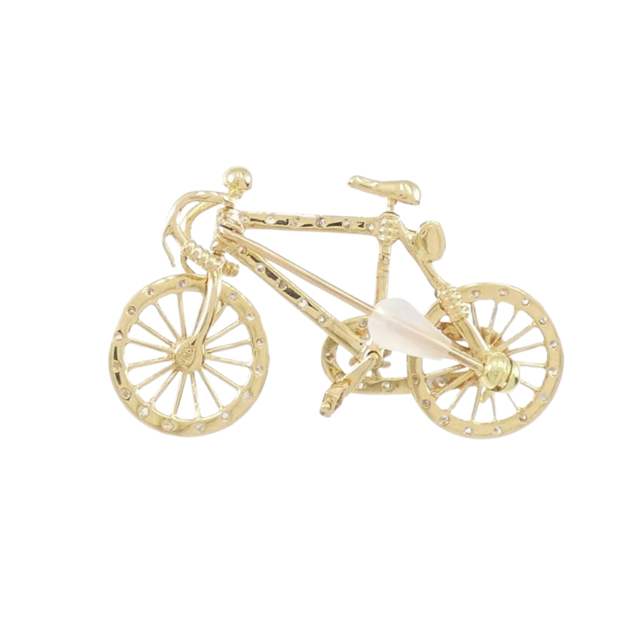 18k Yellow Gold Bicycle Diamond Brooch 0.29 CTW