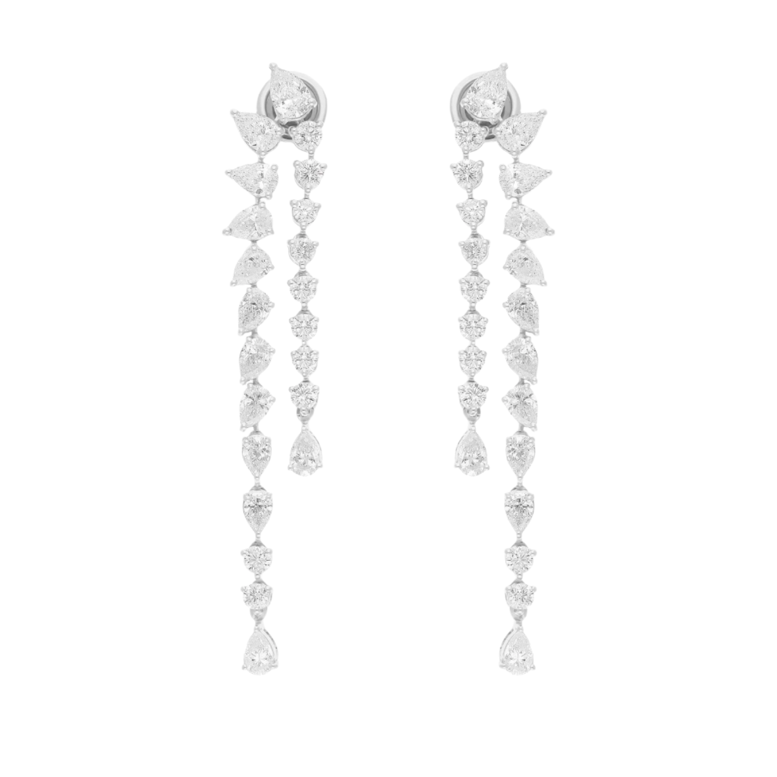 18k Solid White Gold Diamond Decorated Cocktail Stud Earrings 4.20 CTW