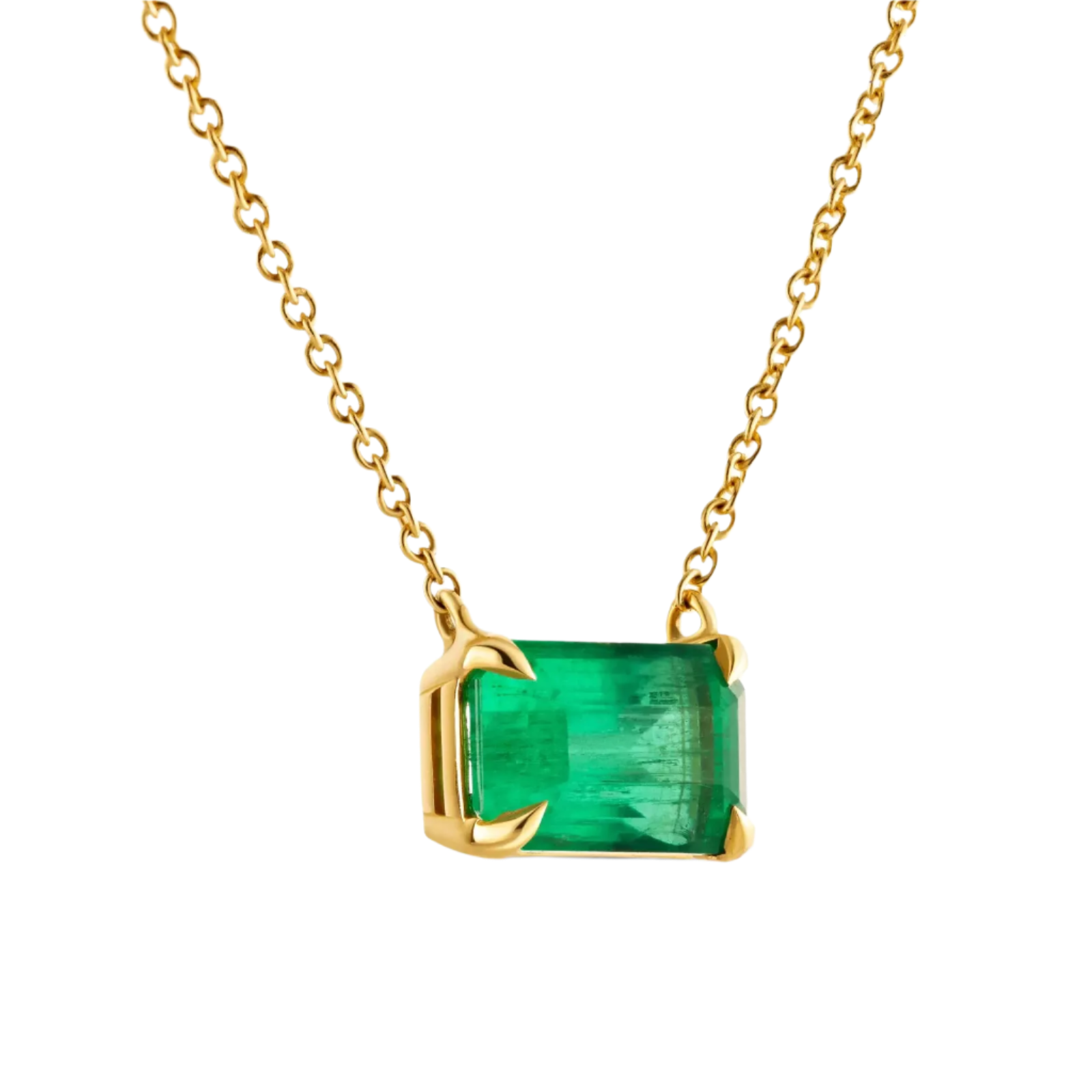 18k Solid Yellow Gold Colombian Emerald Unisex Pendant 3.55 CTW