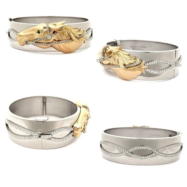 Ralph Lauren Horse Motif Magnificent Diamond Bangle in 18k White Gold