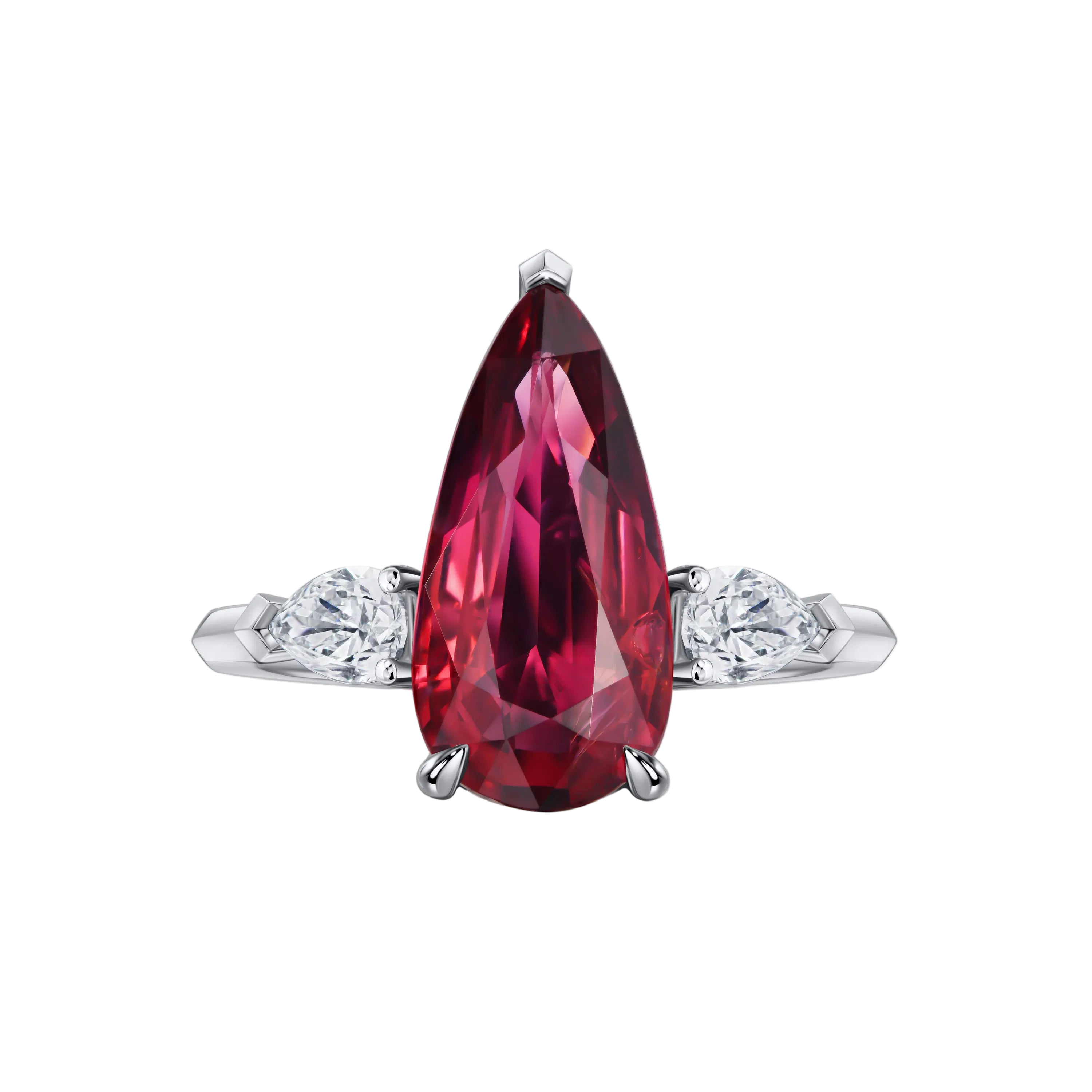 18k Solid Gold Intense Pink Tourmaline and Diamond Trilogy Ring 3.40 CTW