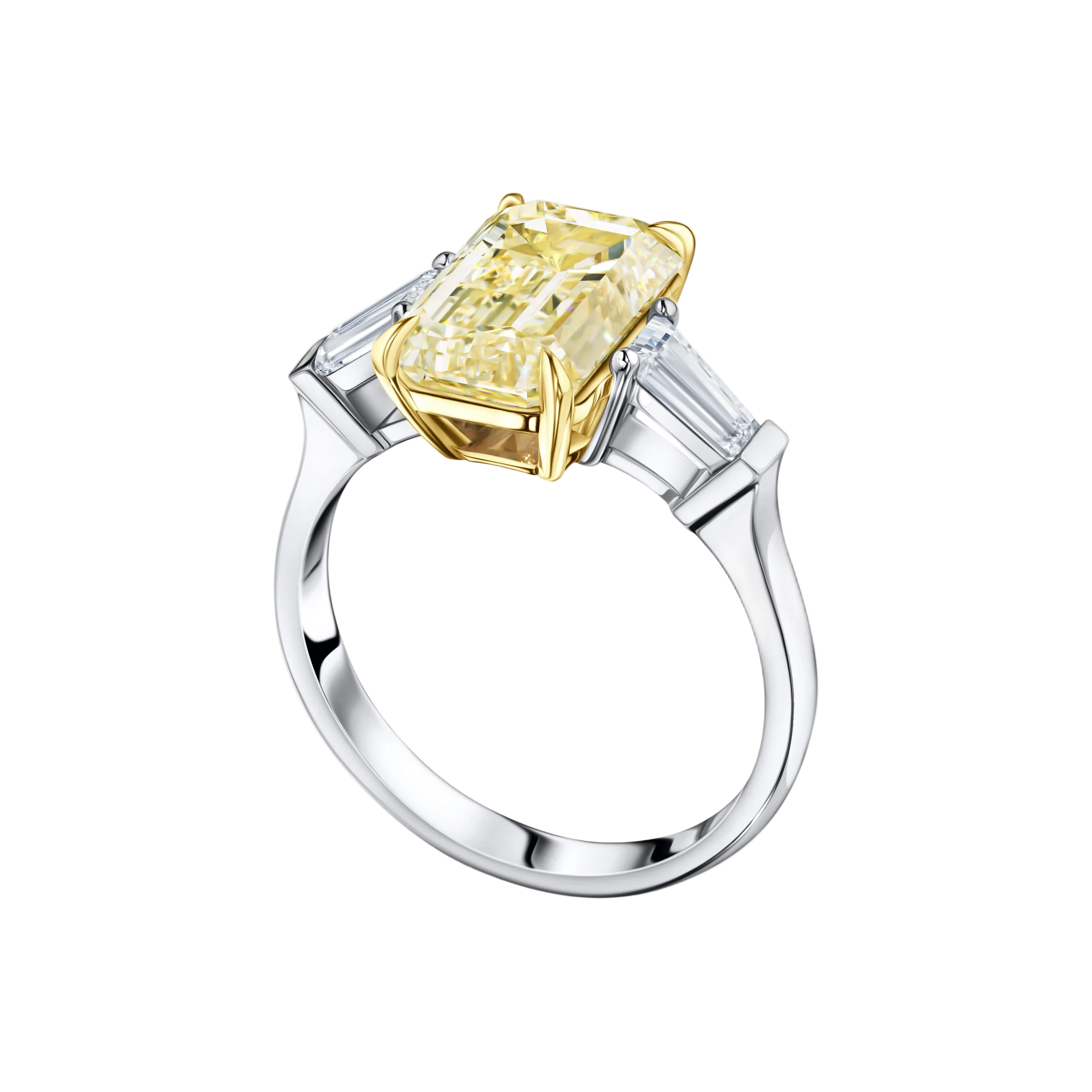 18k Solid Gold Fancy Yellow and White Diamond Statement Ring 4.10 CTW