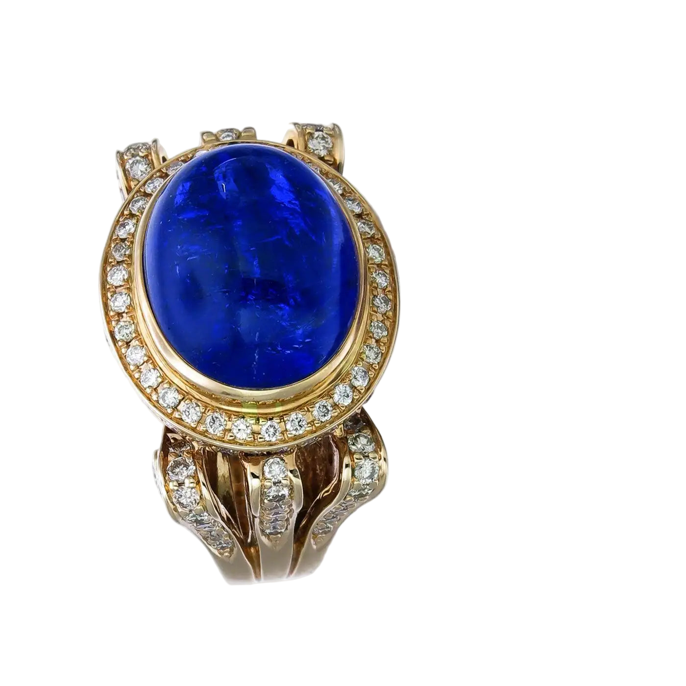 Exquisite Vintage Liquid Blue 14.30 Carat Tanzanite and Diamond Ring