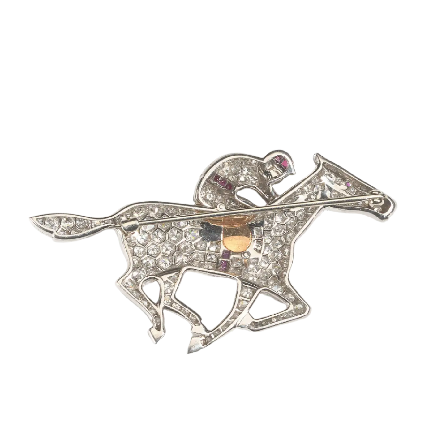 Vintage Diamond, Platinum And Gold Horse And Jockey Brooch, Circa 1960