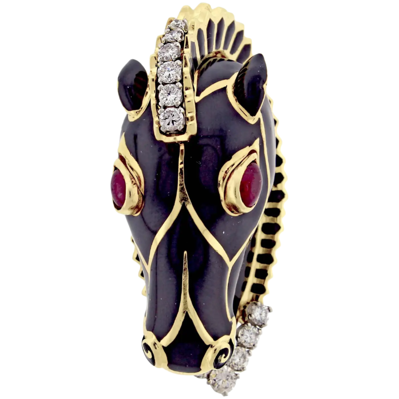 18k Yellow Gold Horse Brooch with Enamel and Diamonds, Kingdom Collection by David Webb