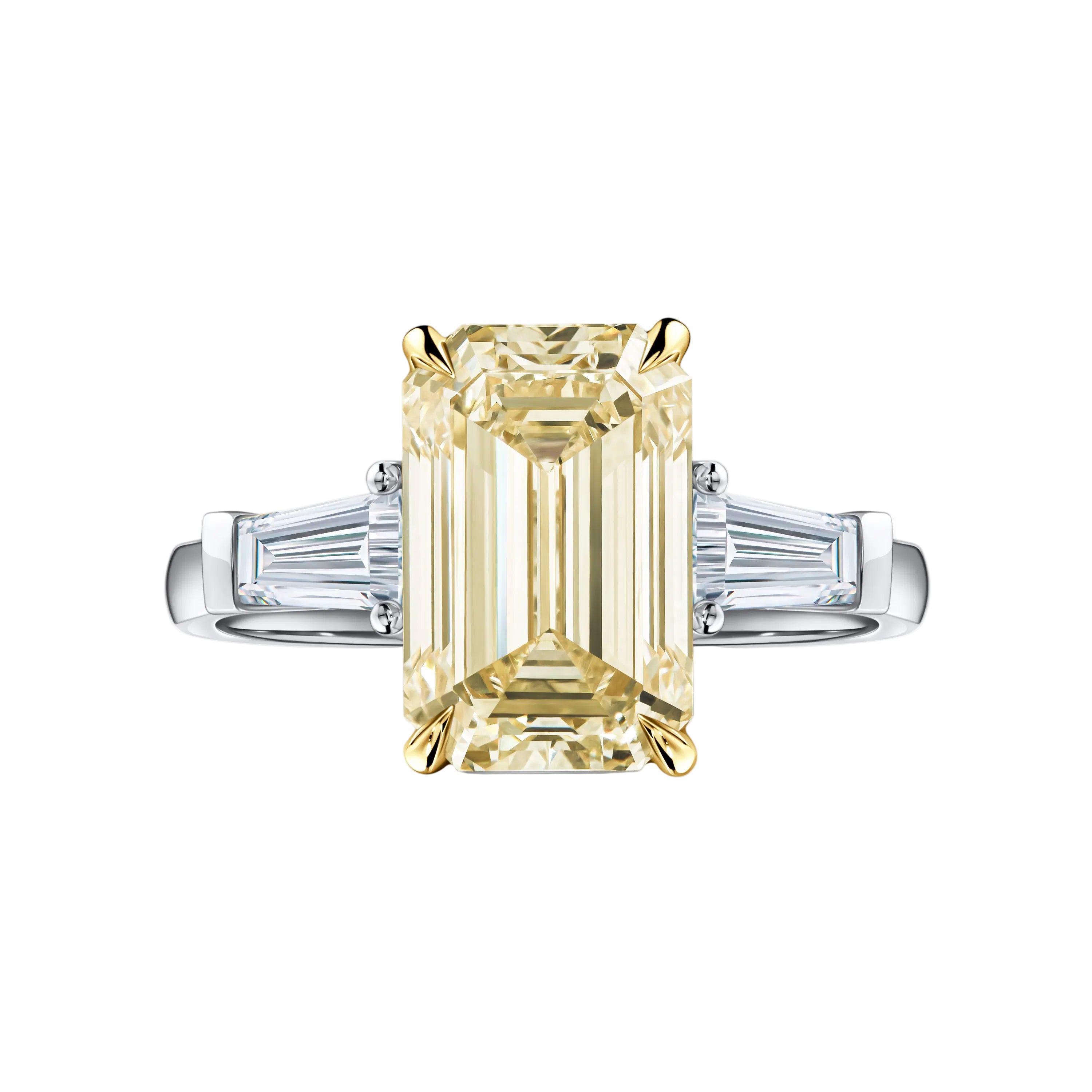 18k Solid Gold Fancy Yellow and White Diamond Statement Ring 4.10 CTW