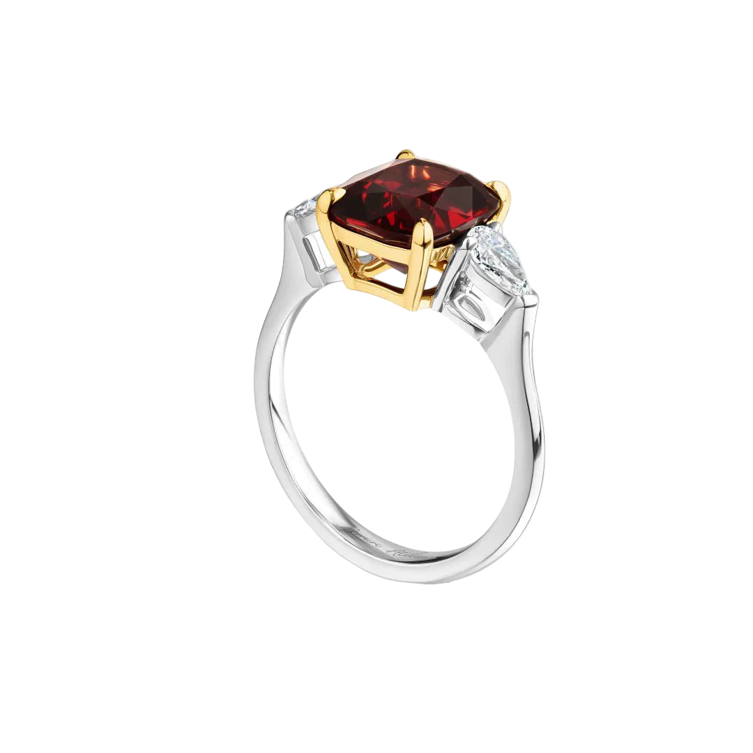 18k Solid White Gold Rubellite and Diamond Trilogy Cocktail Ring 3.92 CTW