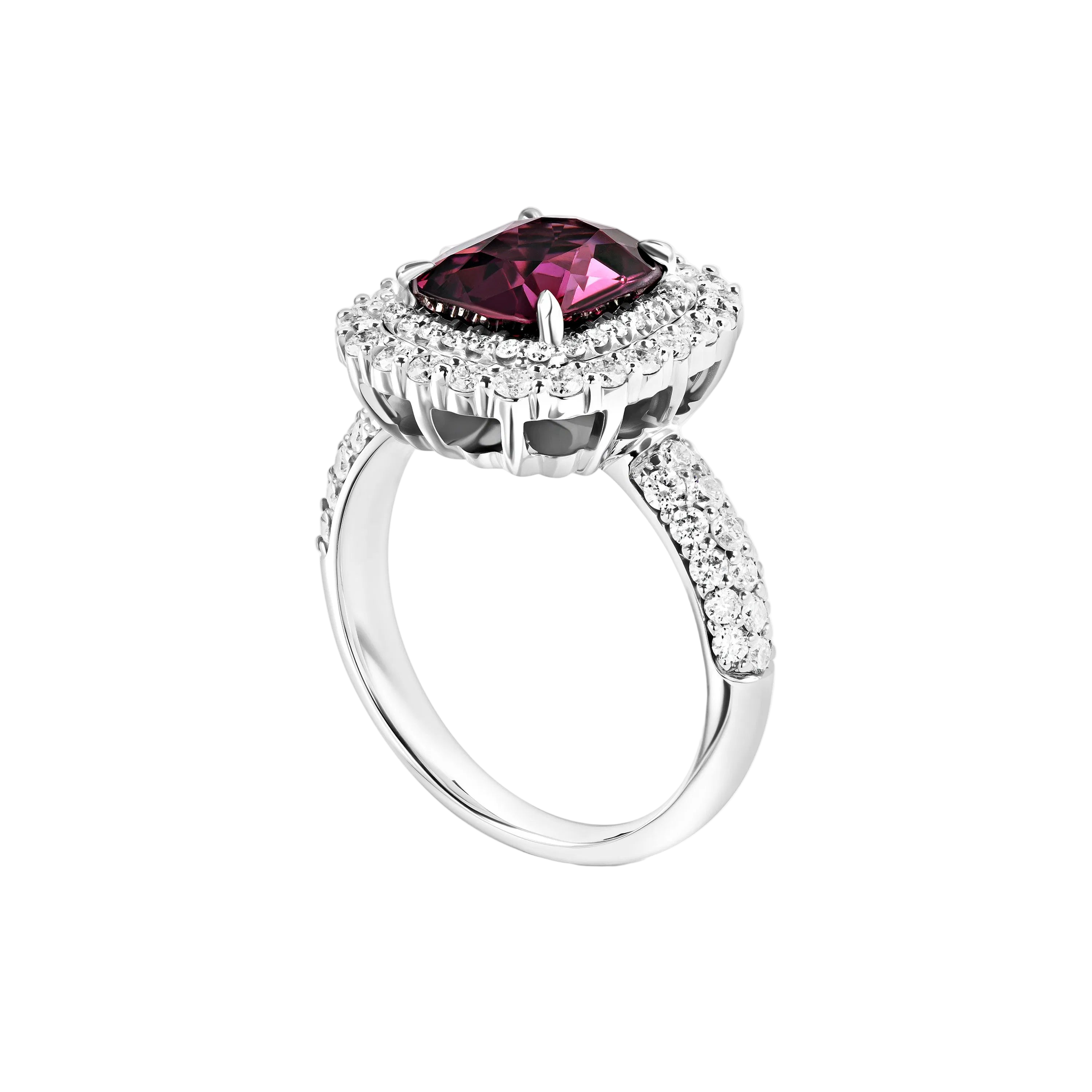 18k Solid White Gold Magnificent Purple Sapphire and Diamond Estate Ring 6.80 CTW