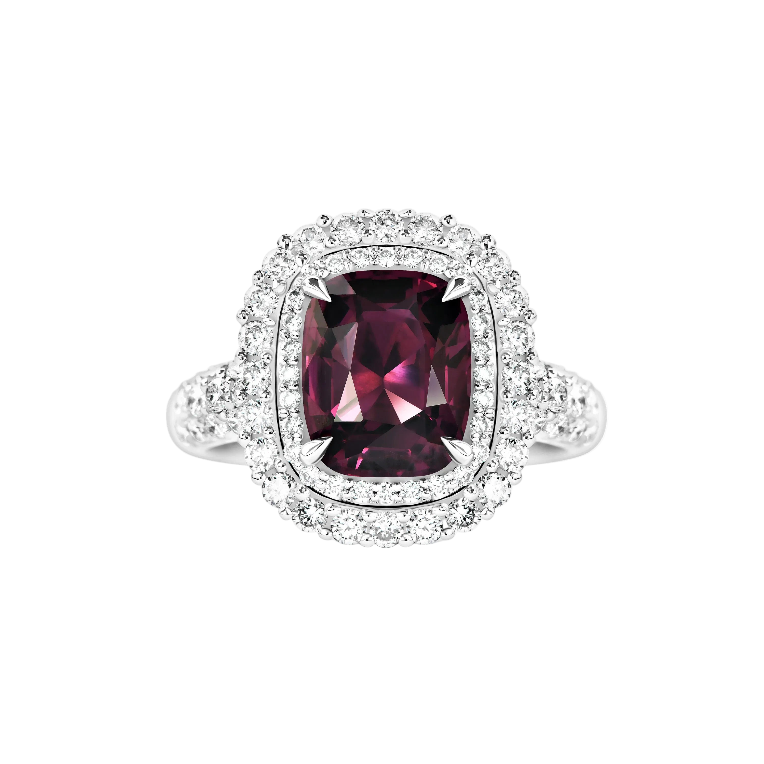 18k Solid White Gold Magnificent Purple Sapphire and Diamond Estate Ring 6.80 CTW