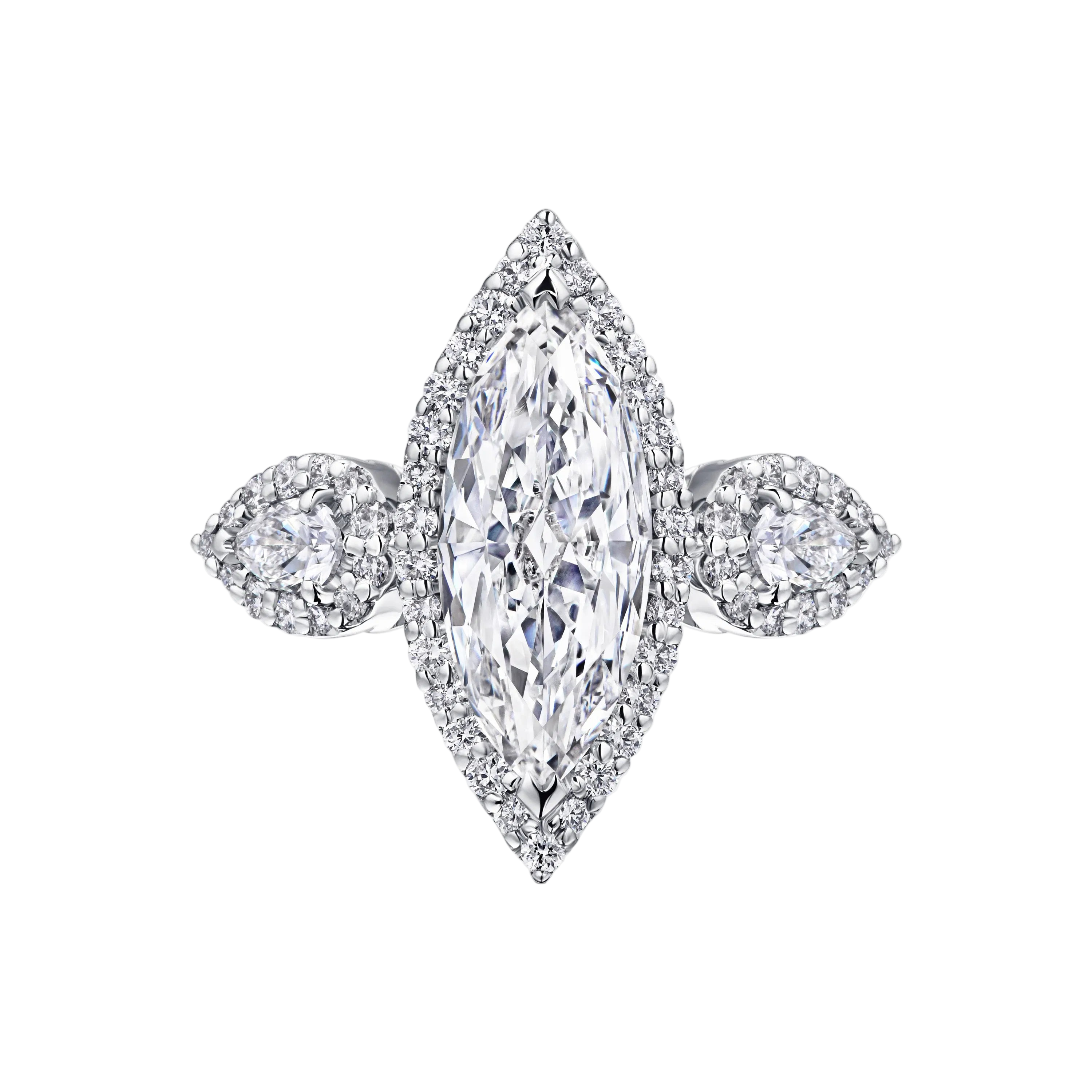 18k Solid White Gold Exquisite Diamond Trilogy Ring 5,44 CTW