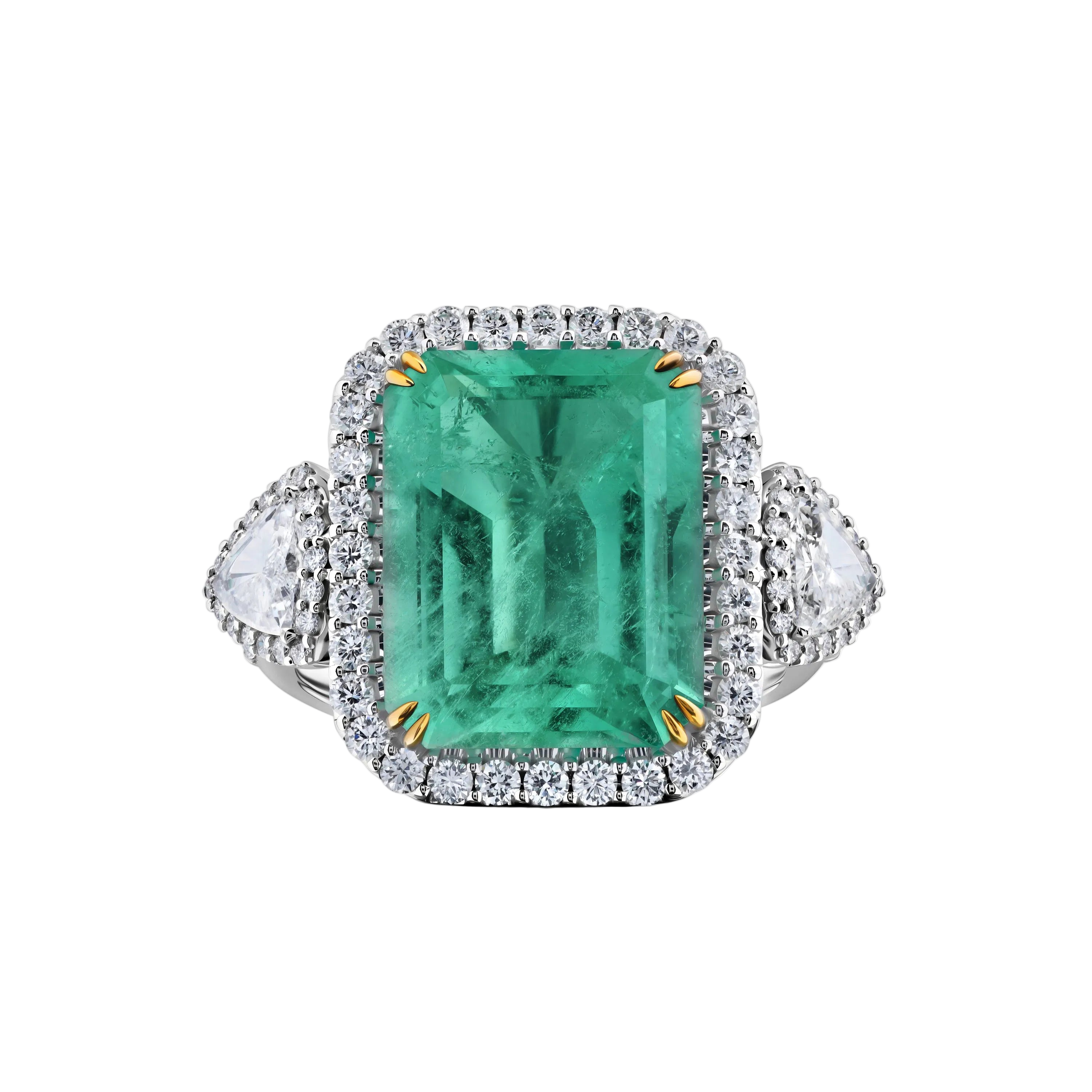 18k Spectacular Zambian Emerald and Diamond Decorated Cocktail Ring 8.75 CTW