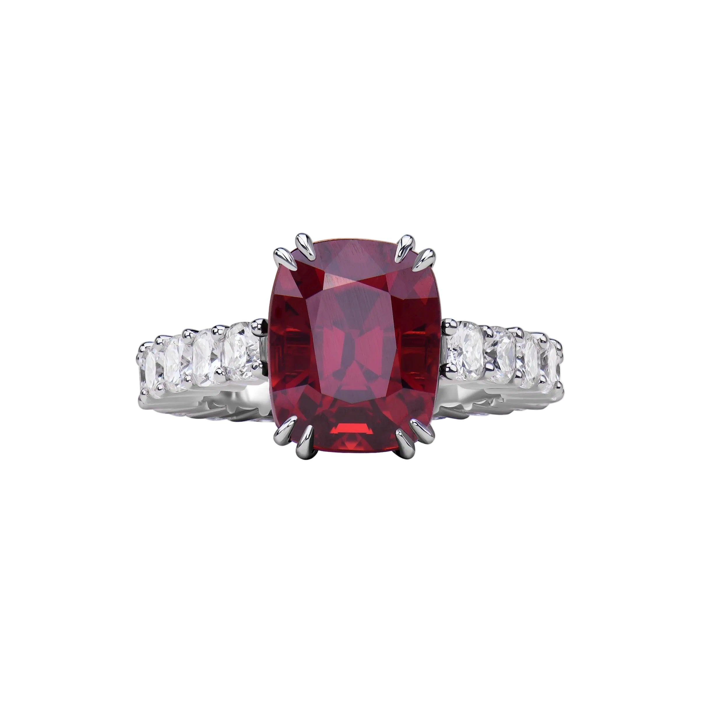18k Solid White Gold Fiery Rubellite and Diamond Cocktail Ring 5.24 CTW