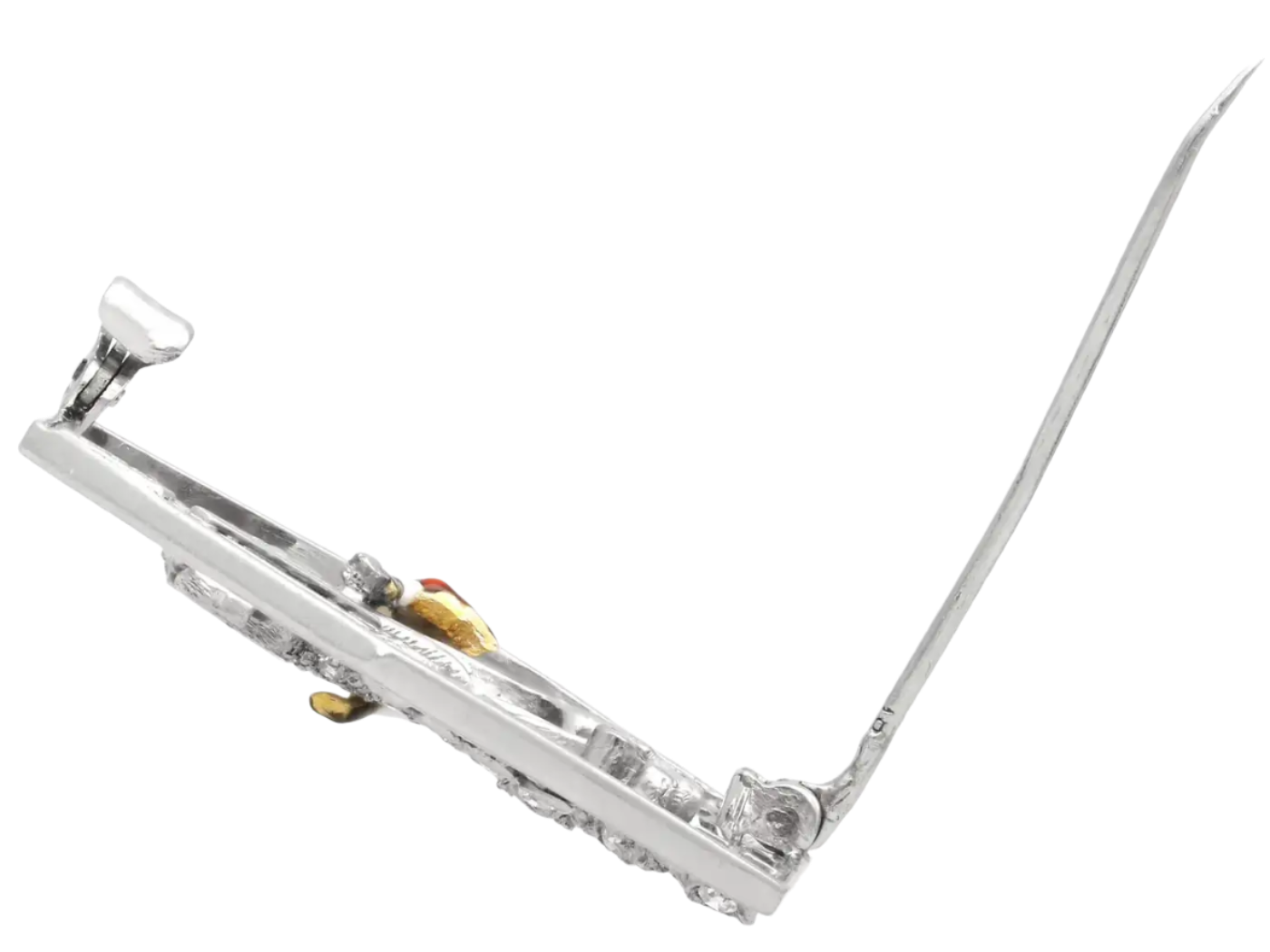 Antique Diamond, Enamel and Platinum Horse and Huntsman Brooch 1.77 CTW