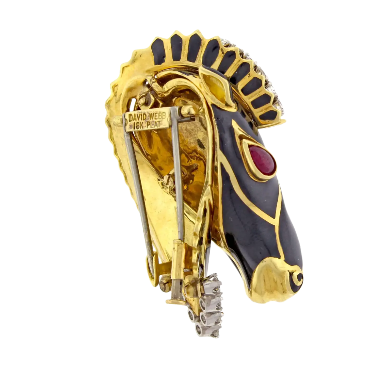 18k Yellow Gold Horse Brooch with Enamel and Diamonds, Kingdom Collection by David Webb