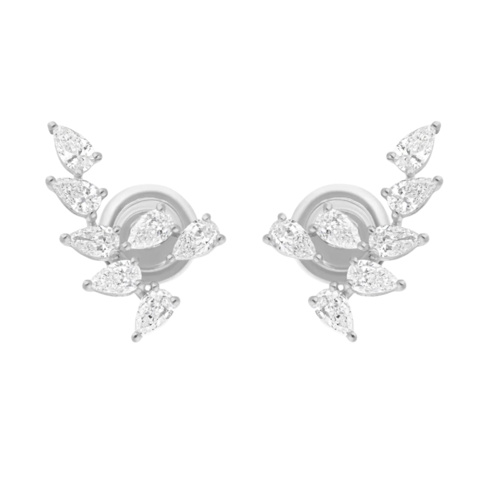 18k Solid White Gold Diamond Ear Climber Earrings 1.80 CTW