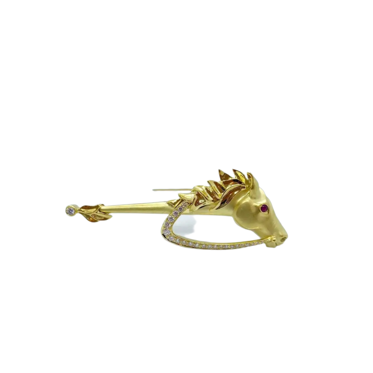 Albert Lipten 18k Solid Yellow Gold Horse Brooch with Diamonds