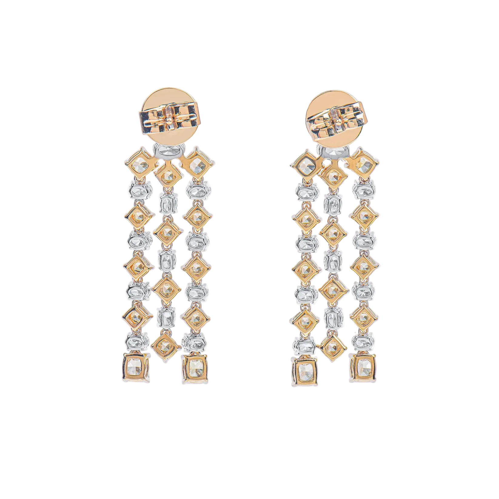 Natural Fancy Yellow & Diamond Cocktail Earrings in 18K Gold, 12.77CTW