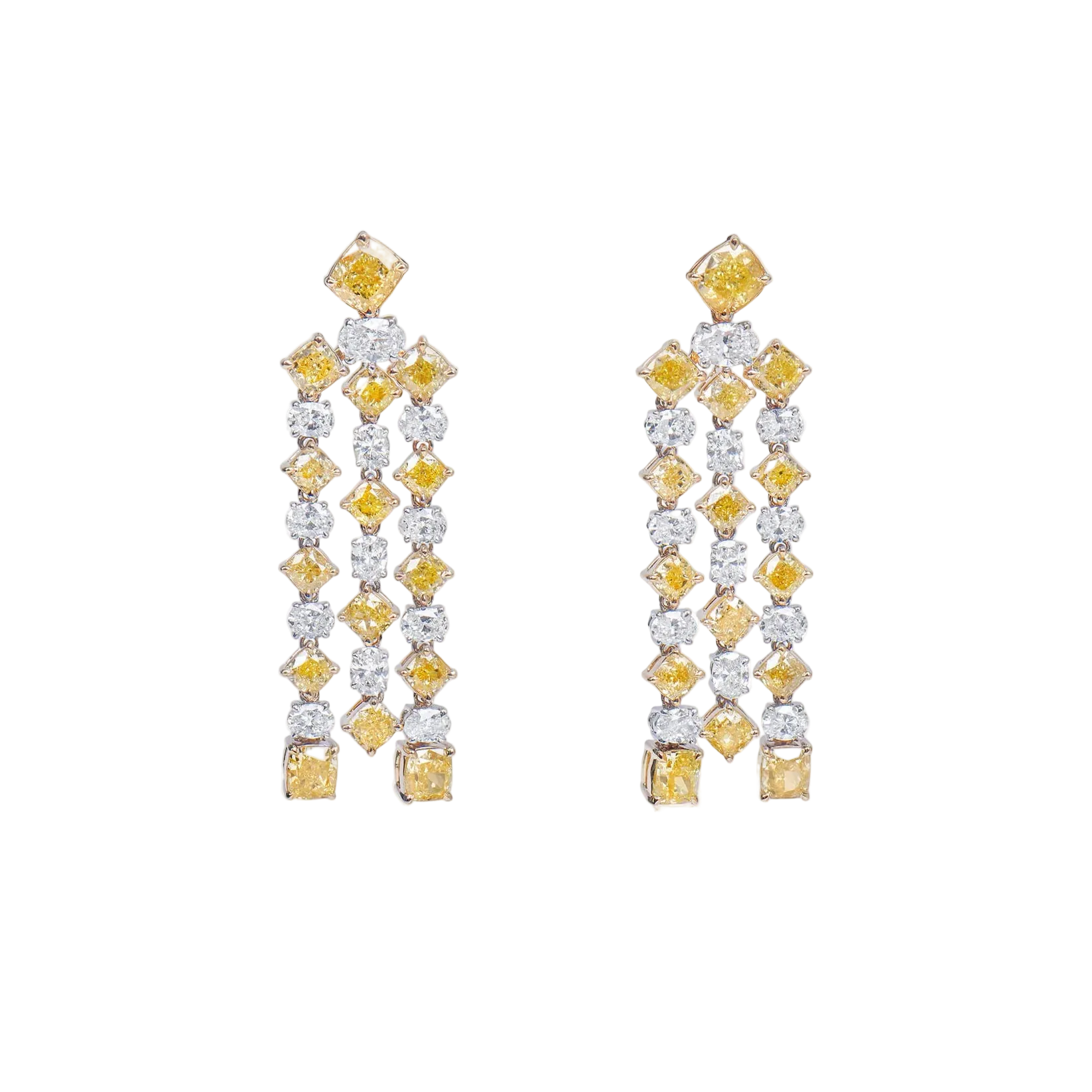 Natural Fancy Yellow & Diamond Cocktail Earrings in 18K Gold, 12.77CTW