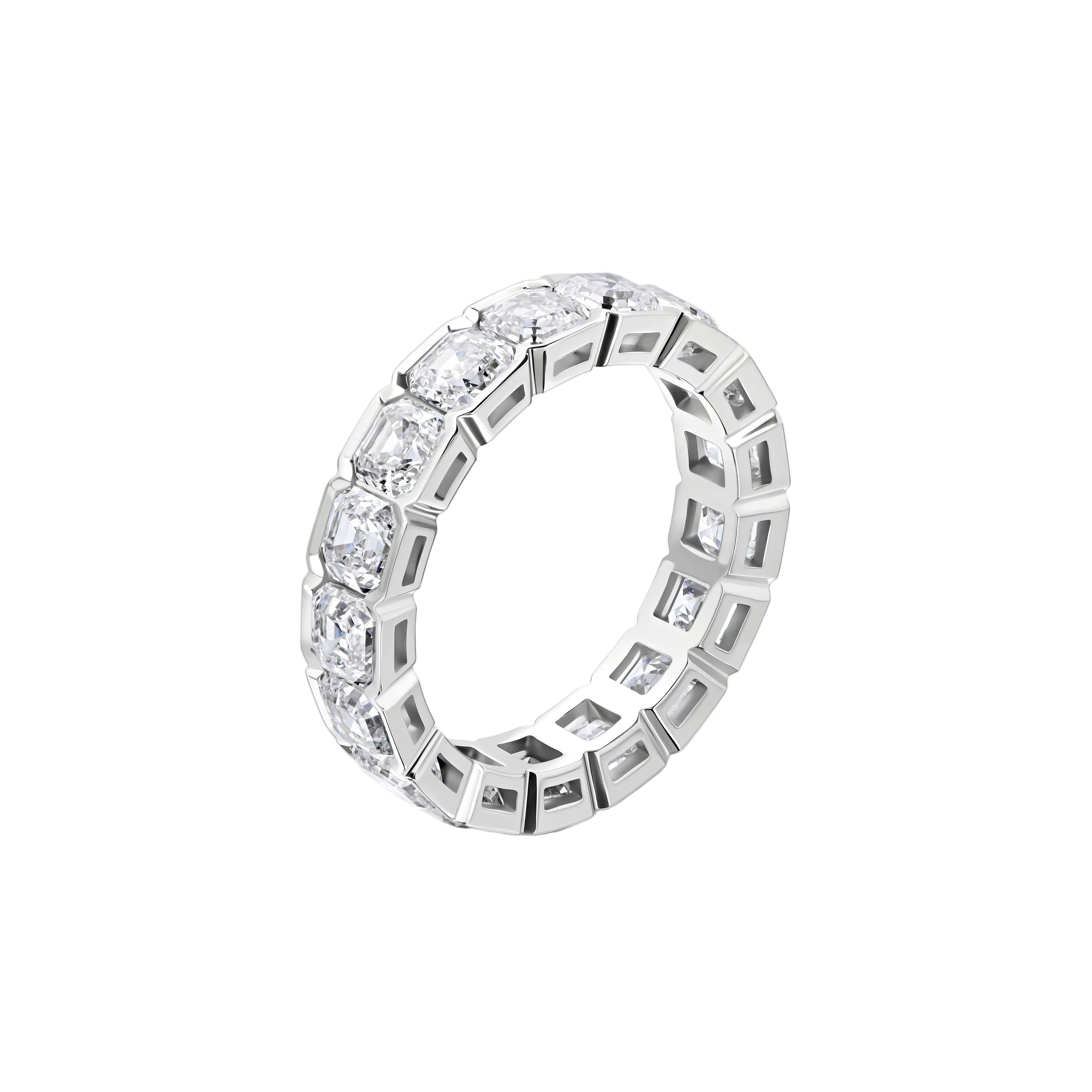 18k Solid White Gold Full Eternity Diamond Ring 4.22 CTW