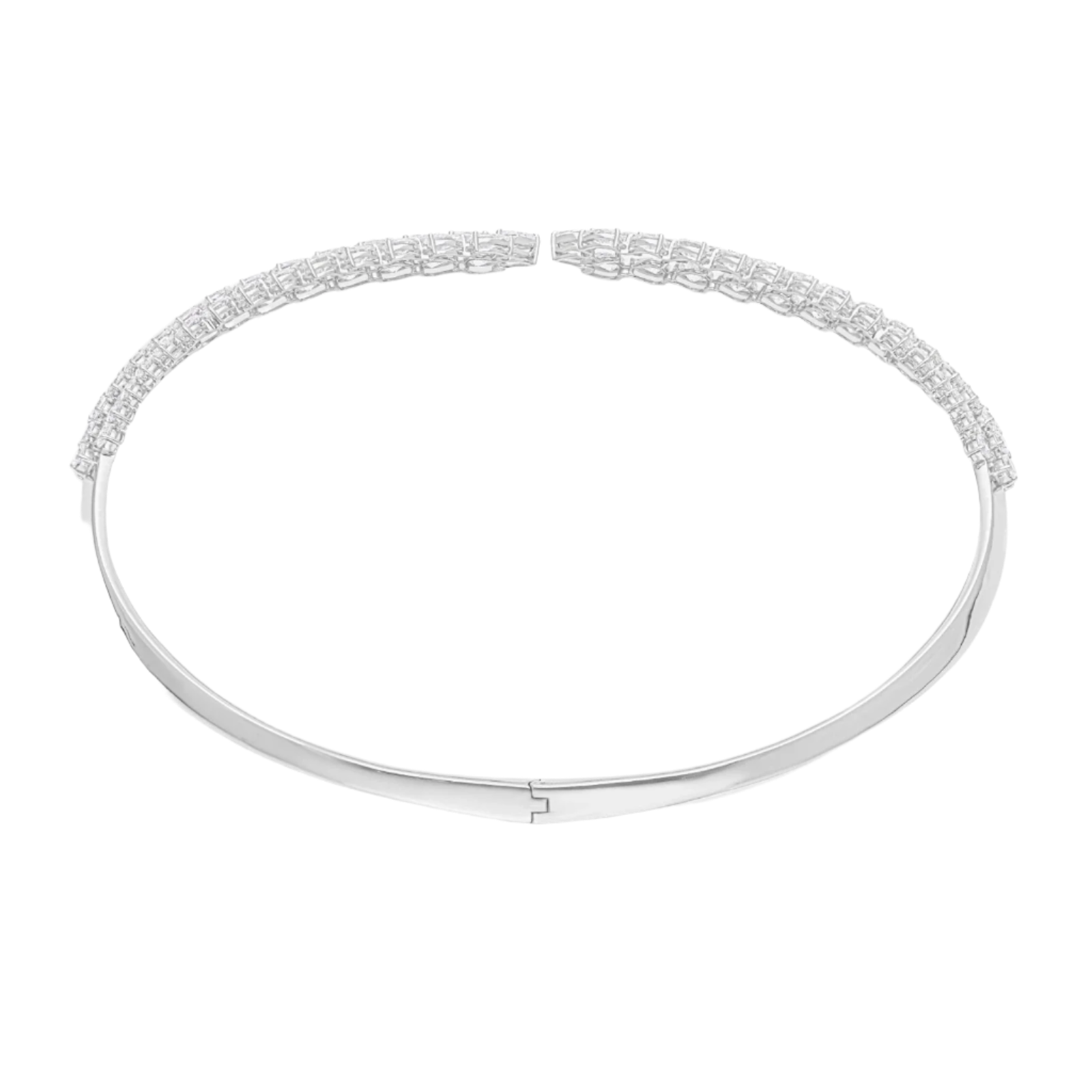 18k Solid White Gold Diamond Decorated Statement Necklace 12.55 CTW