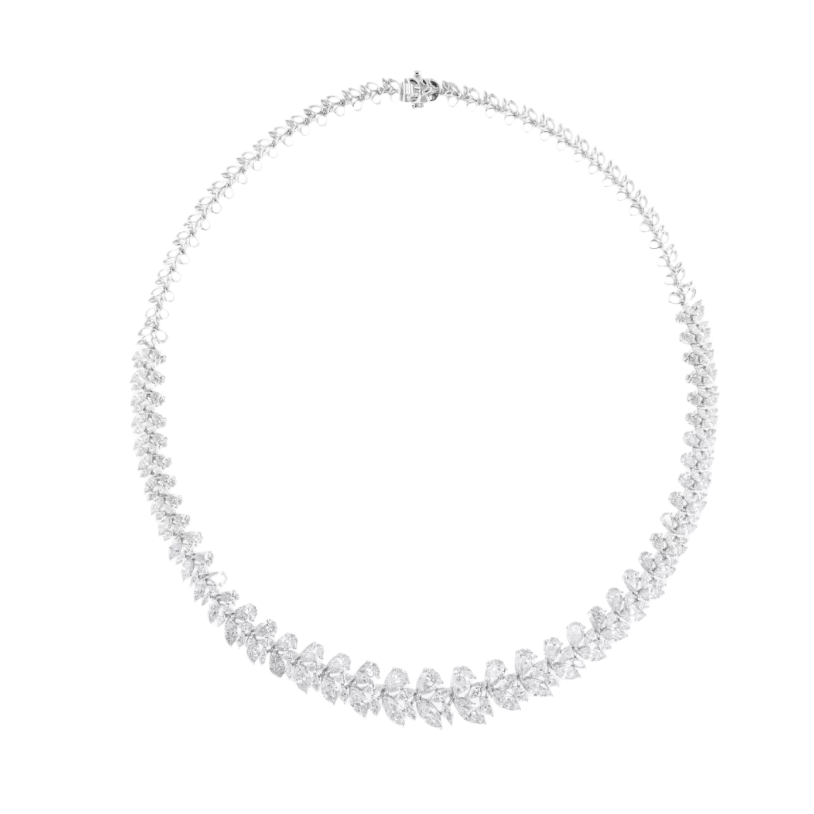 18k Solid White Gold Diamond Statement Necklace 27.55 CTW