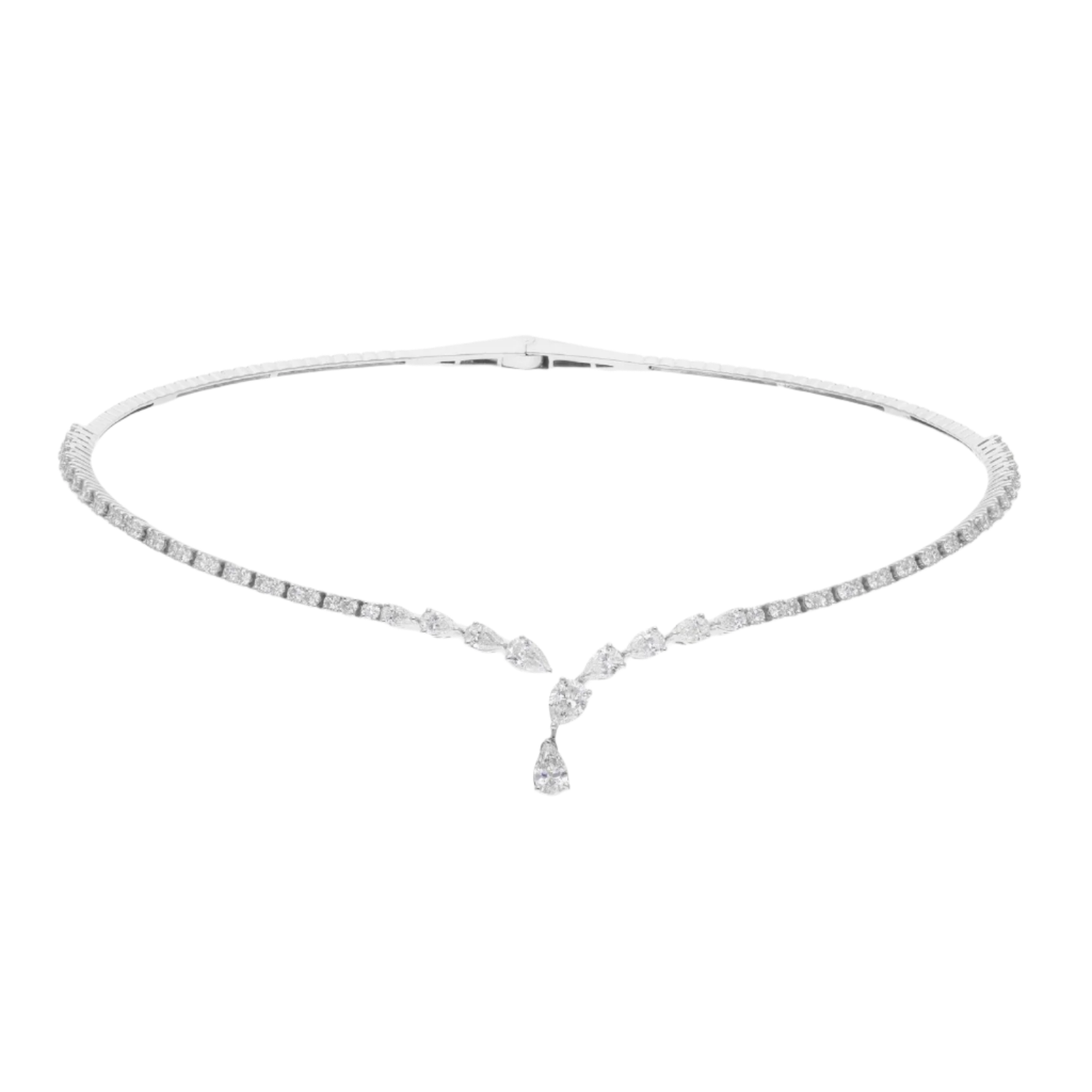 18k Solid White Gold Dimond Choker Necklace 4.50 CTW