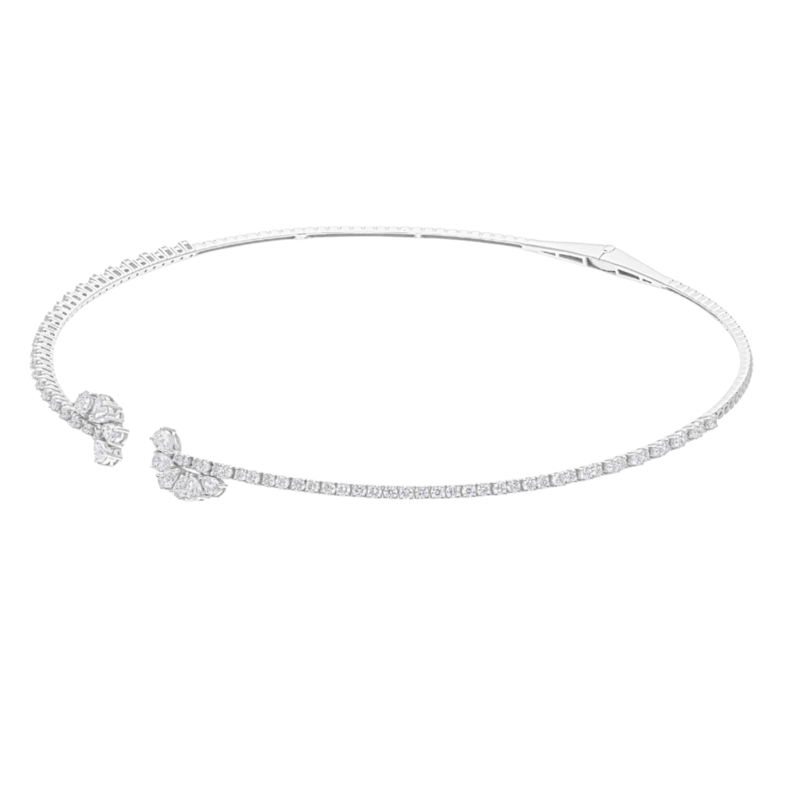 18k Solid White Gold Diamond Choker Necklace 3.65 CTW