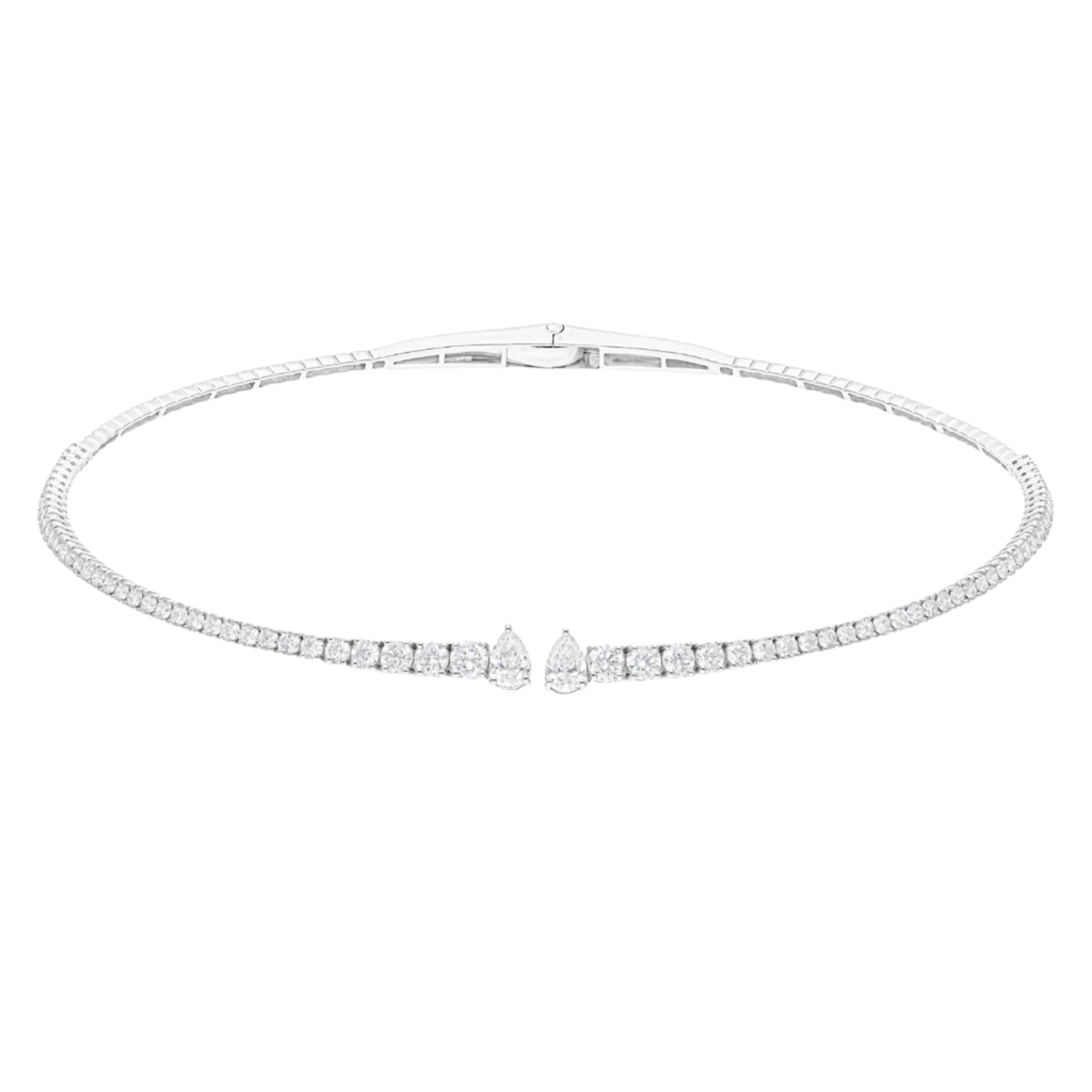 18k Solid White Gold Elegant Diamond Choker Necklace 7.75 CTW