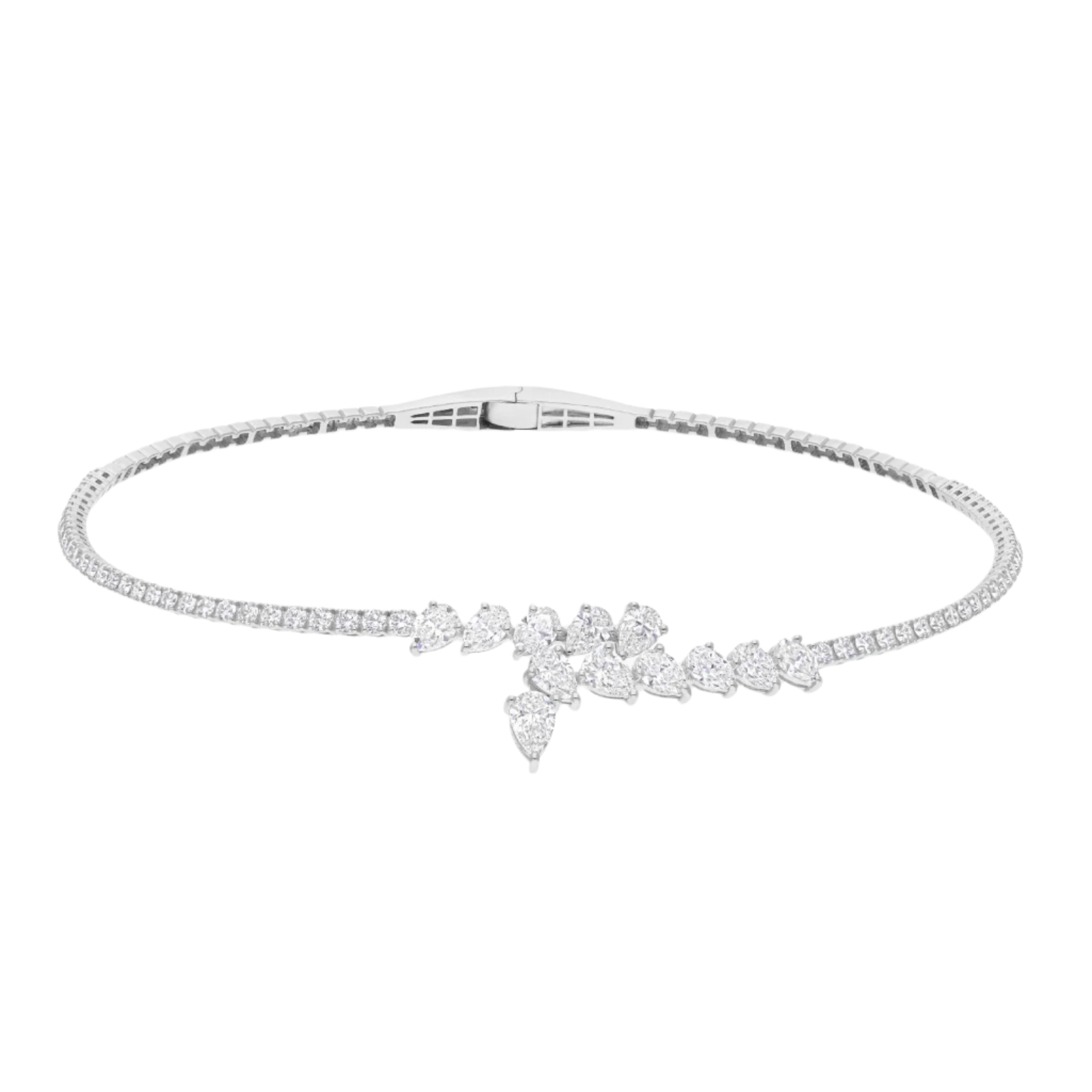 18k Solid White Gold Diamond Choker Necklace 7.55 CTW