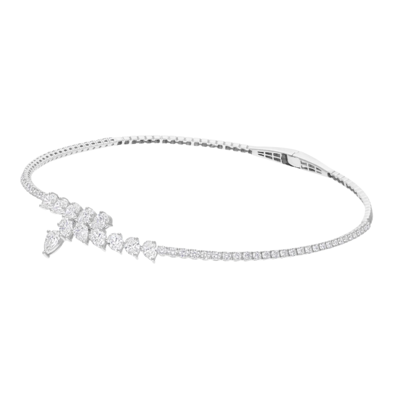 18k Solid White Gold Diamond Choker Necklace 7.55 CTW