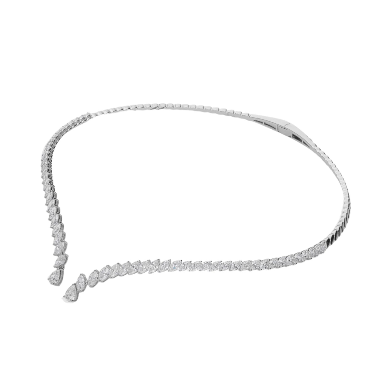 18k Solid White Gold Elegant Diamond Choker 6.55 CTW