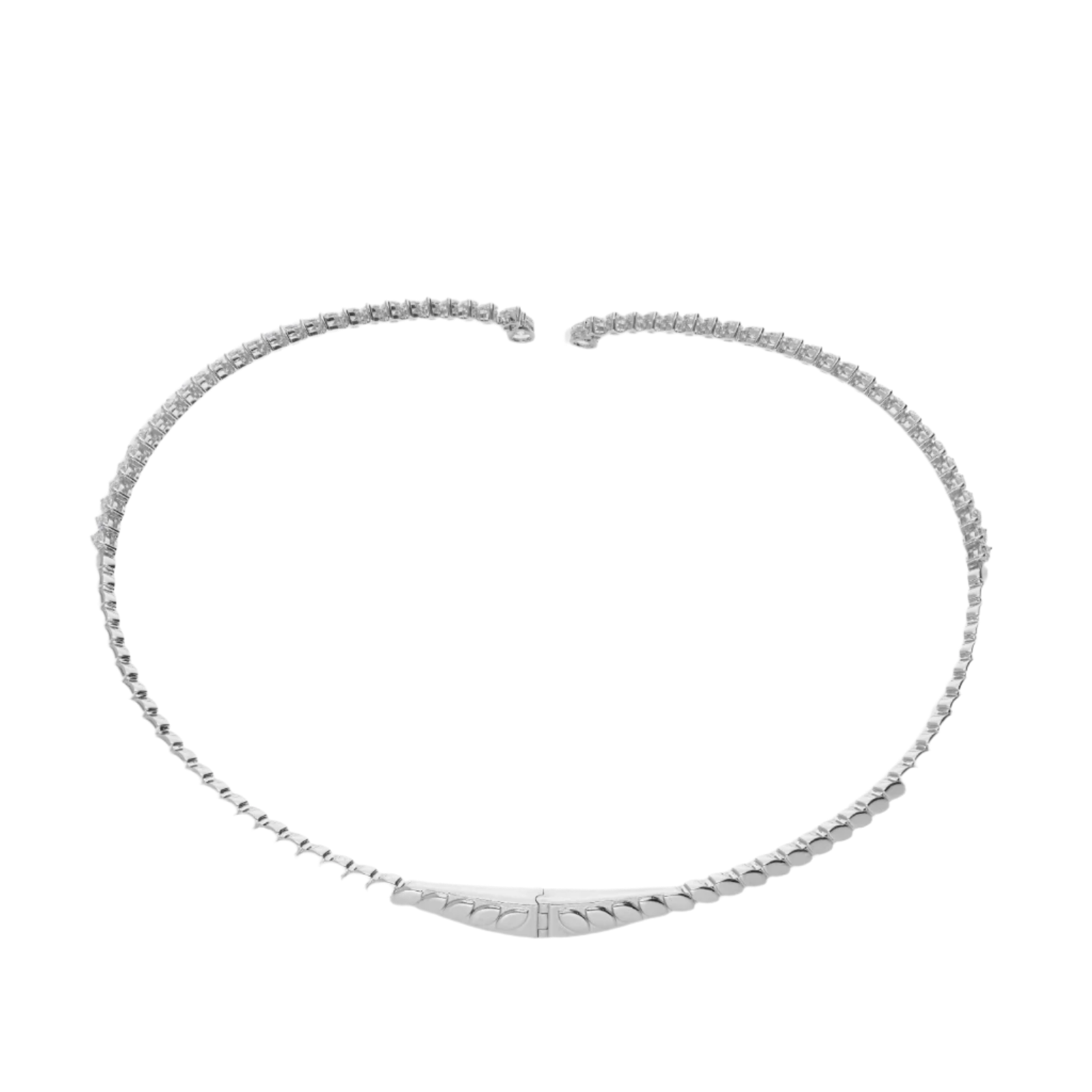18k Solid White Gold Elegant Diamond Choker 6.55 CTW