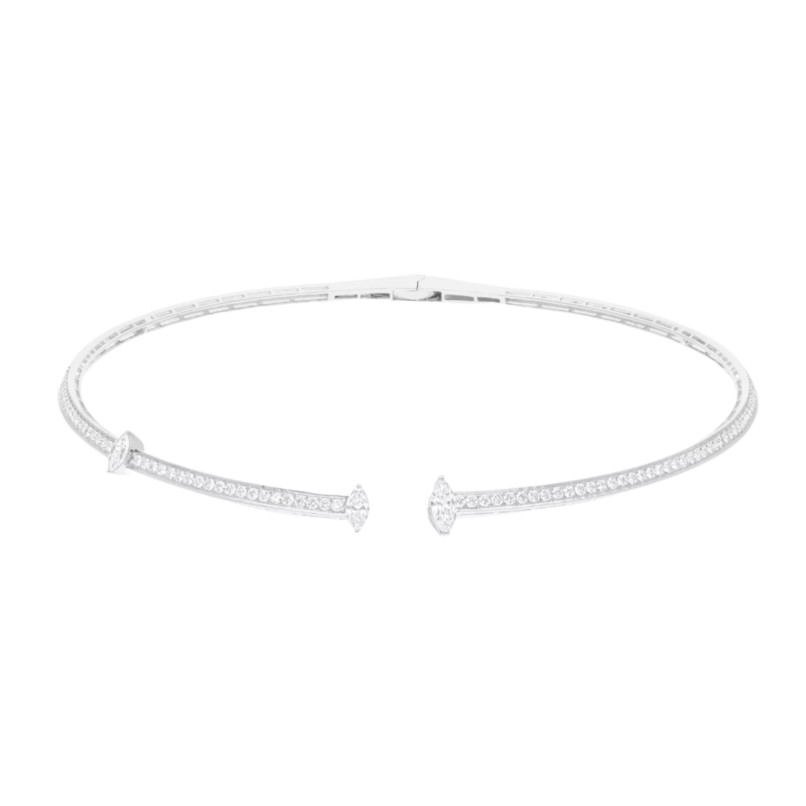 18k Solid White Gold Handmade Diamond Choker Necklace 3.80 CTW