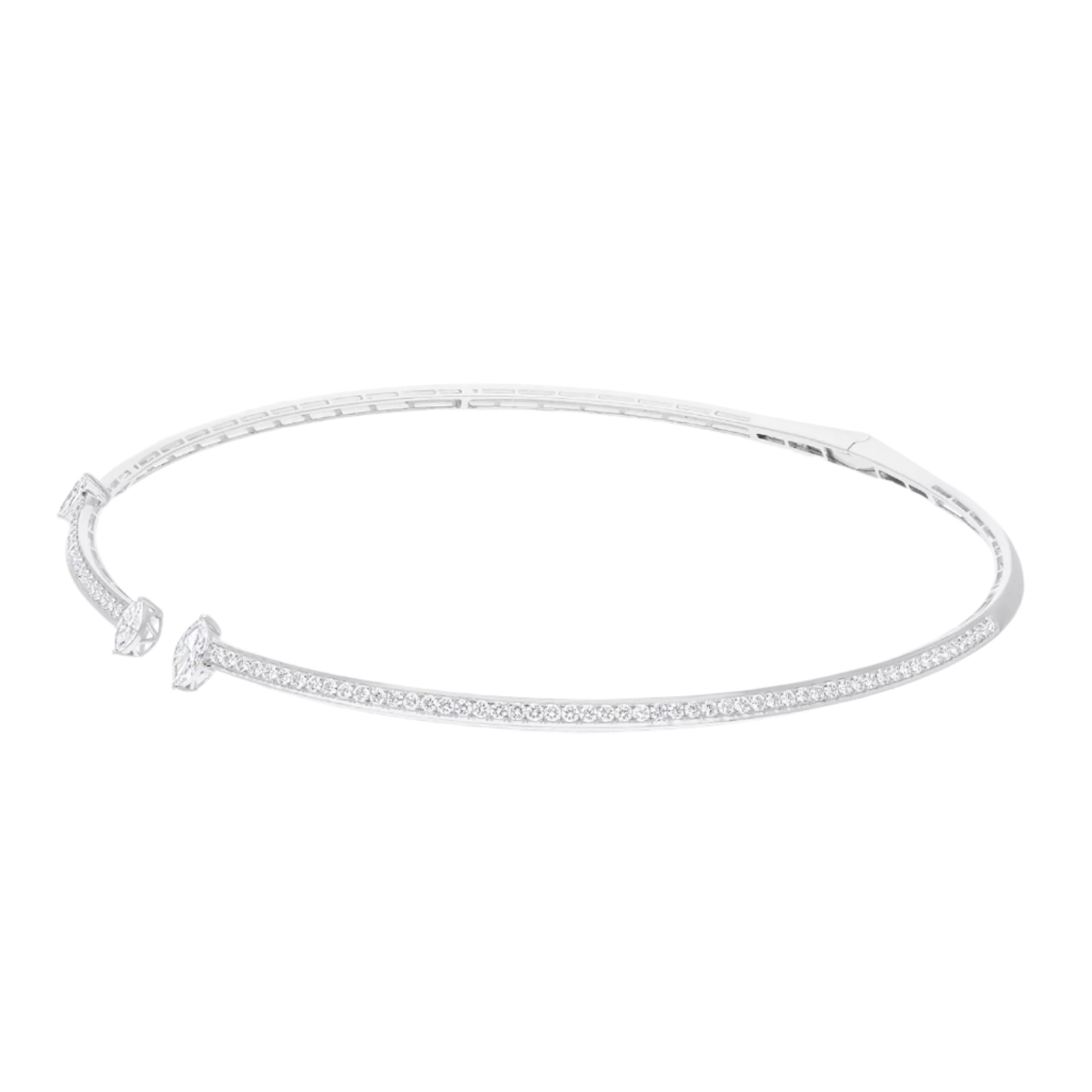 18k Solid White Gold Handmade Diamond Choker Necklace 3.80 CTW