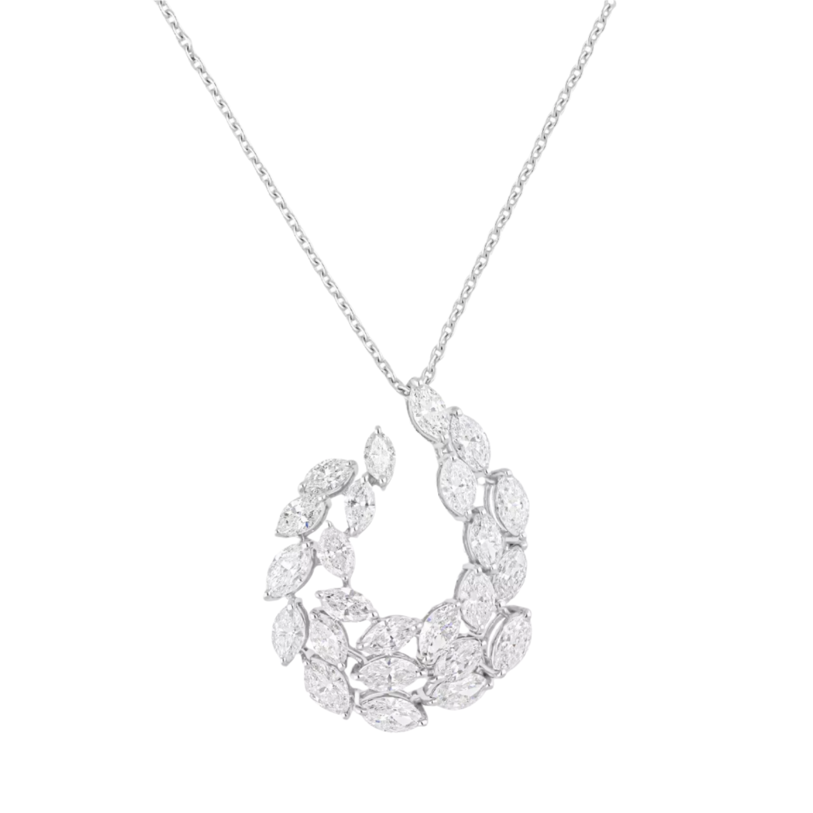 18k Solid White Gold Diamond Cluster Pendant 3.55 CTW