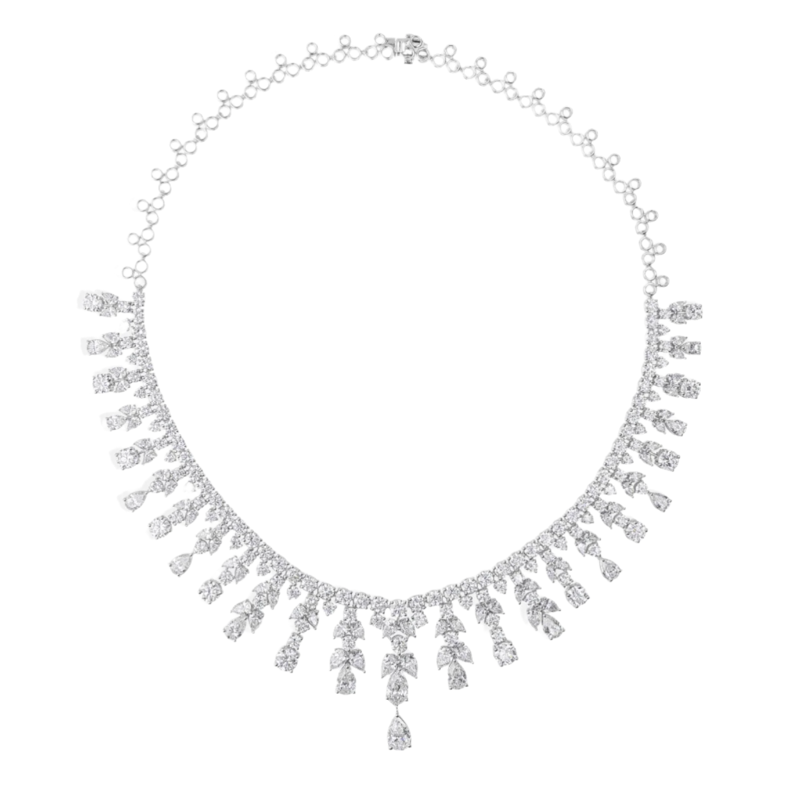 18k Solid White Gold Luxurious Diamond Necklace 37.55 CTW